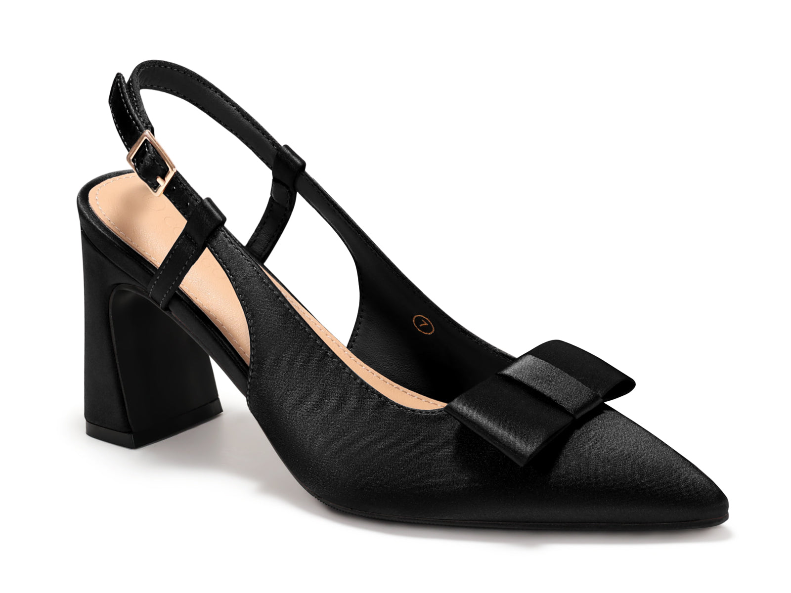 Coutgo Womens Black Slingback Chunky High Heels