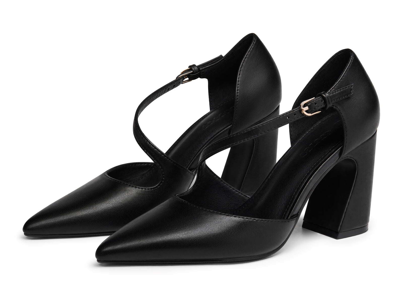 Coutgo Womens Black Chunky High Heels