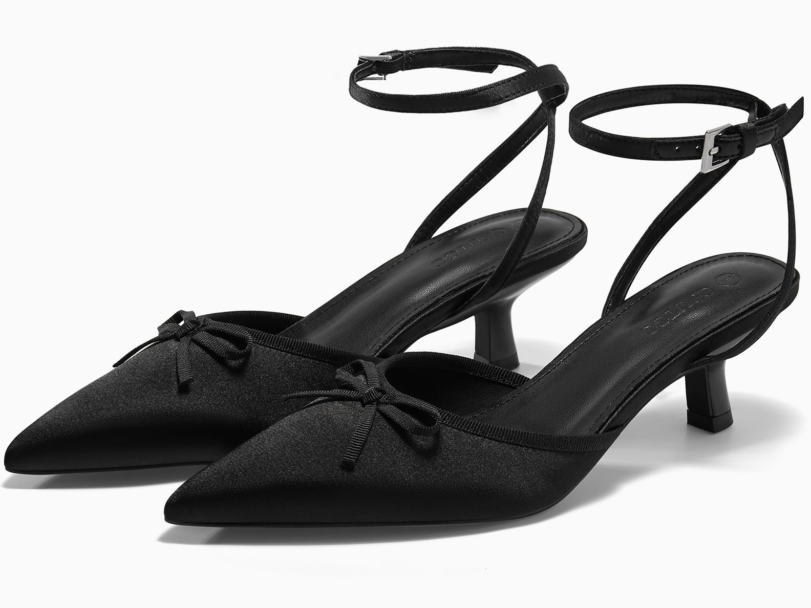 Coutgo Womens Black Kitten Low Heels