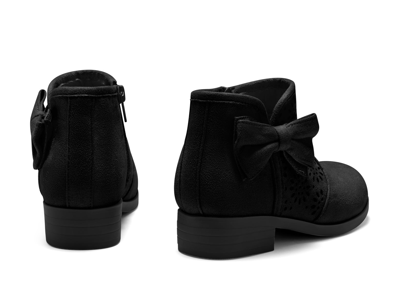 Coutgo Suede Black Bow Chunky Ankle Boots