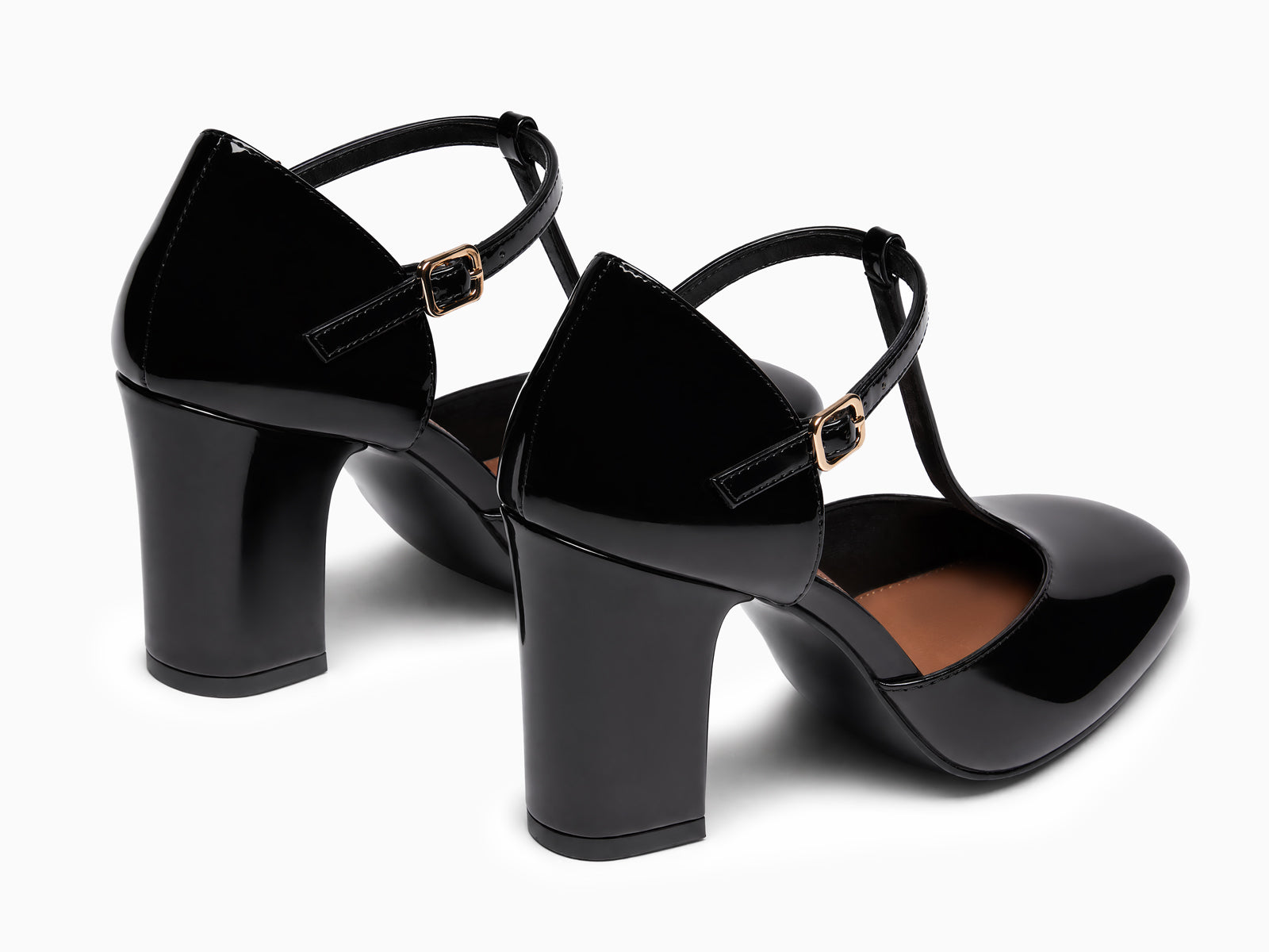 Coutgo Womens Black Mary Jane Chunky Heels