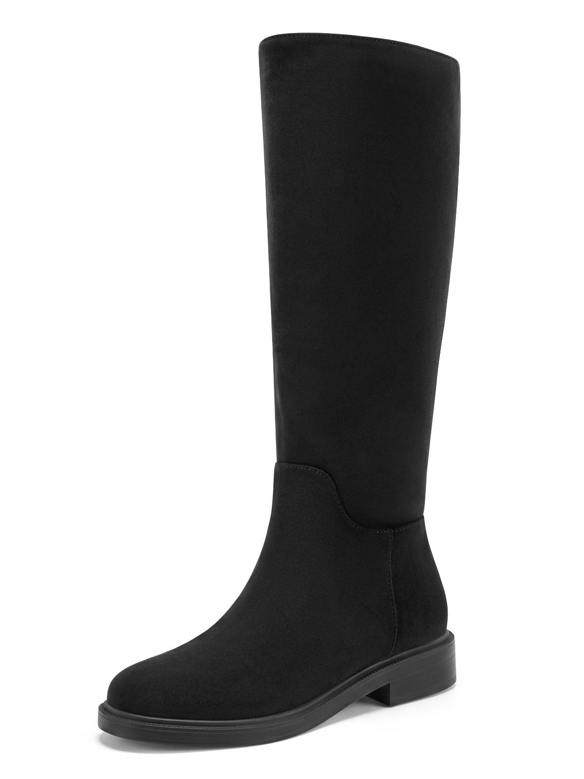 Coutgo Womens Suede Black Knee Boots