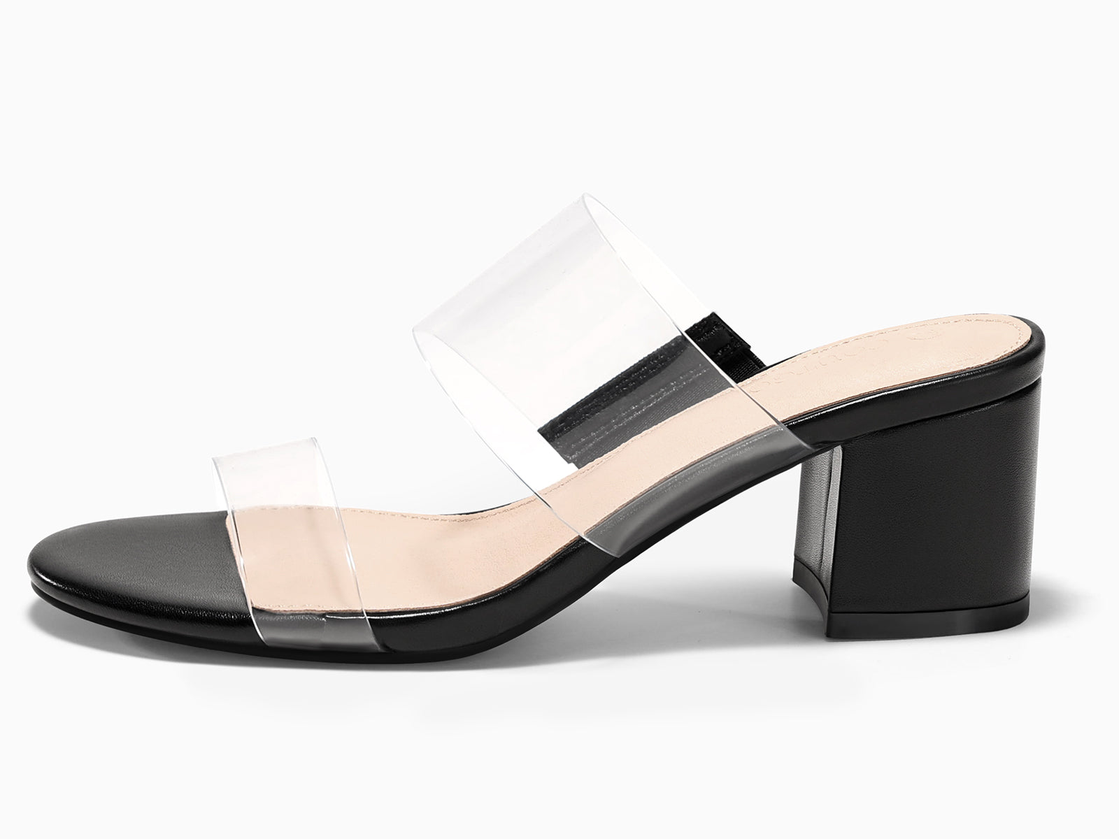 Coutgo Women's Black Clear Heeled Sandals