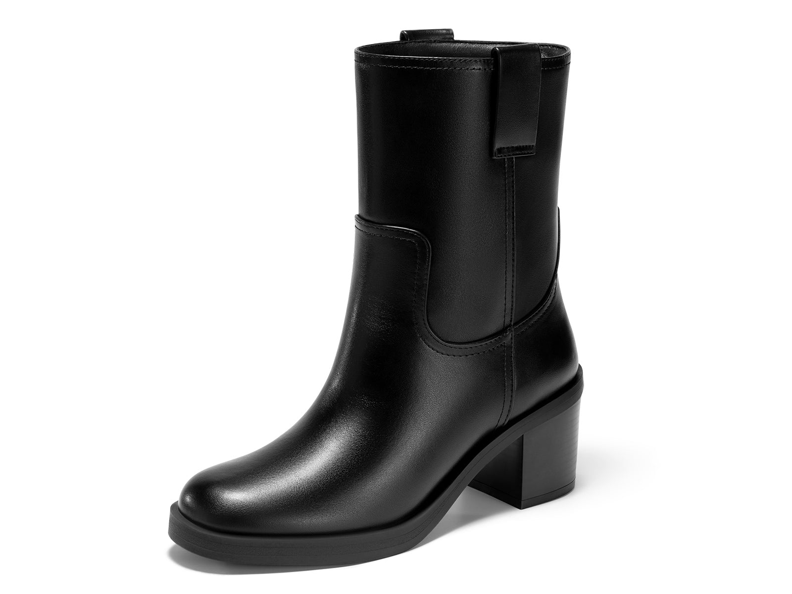 Coutgo Womens Black Platform Mid Calf Boots