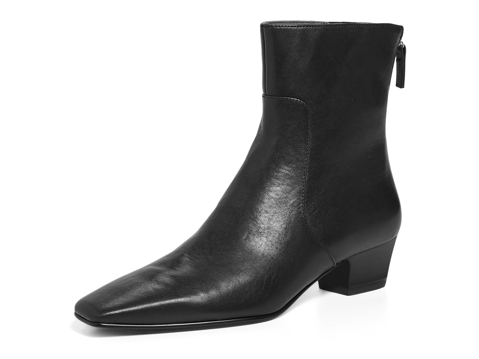 Coutgo Black Pu Women Back Zipper Booties