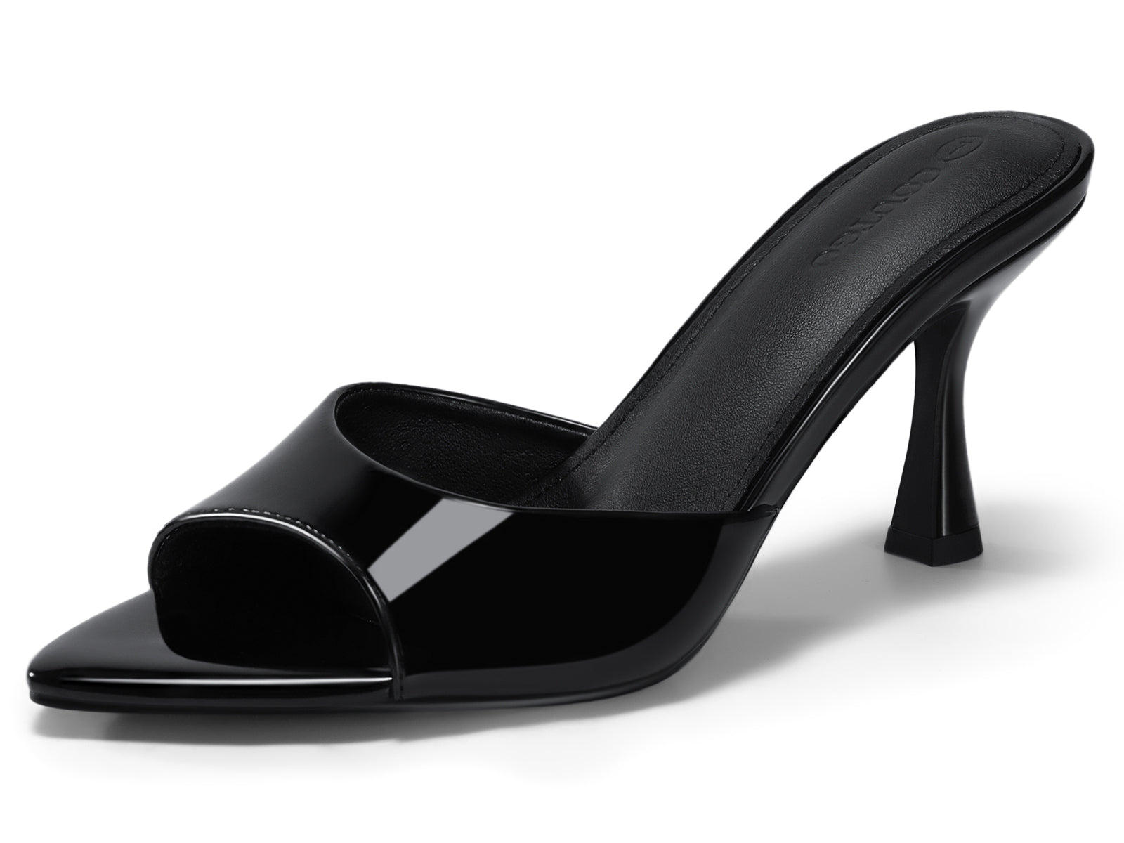 Coutgo Womens Black Heeled Mules High Heels