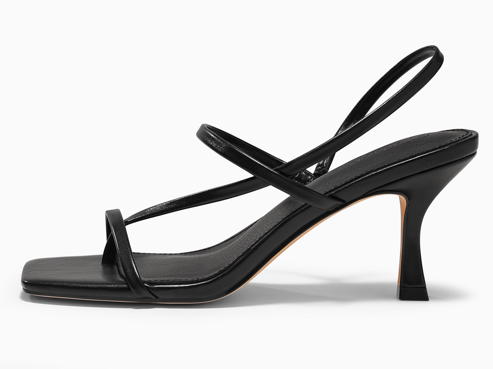 Coutgo Womens Black Strappy Kitten Heels Sandals