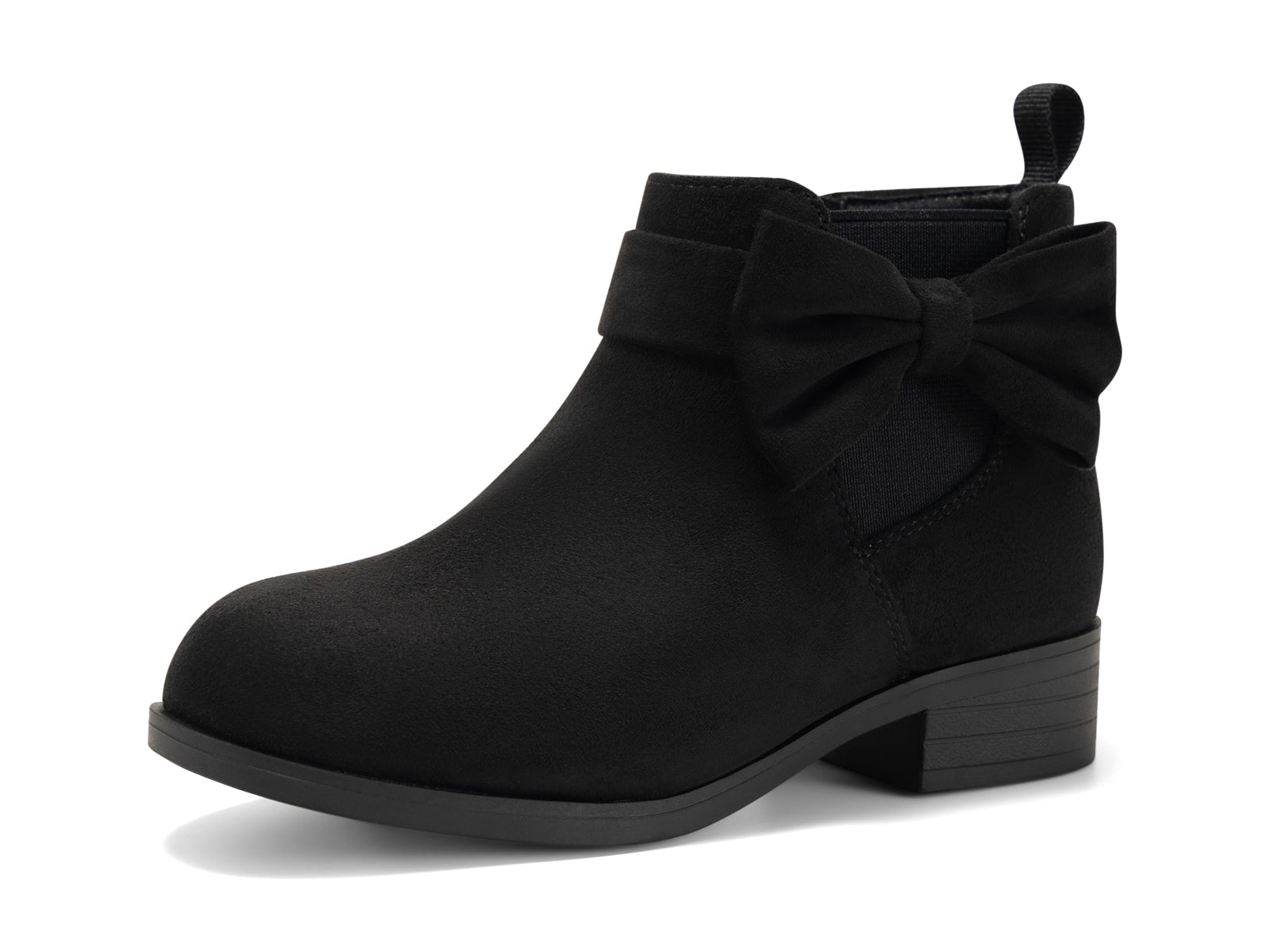 Coutgo Girls Black Bow Suede Ankle Boots