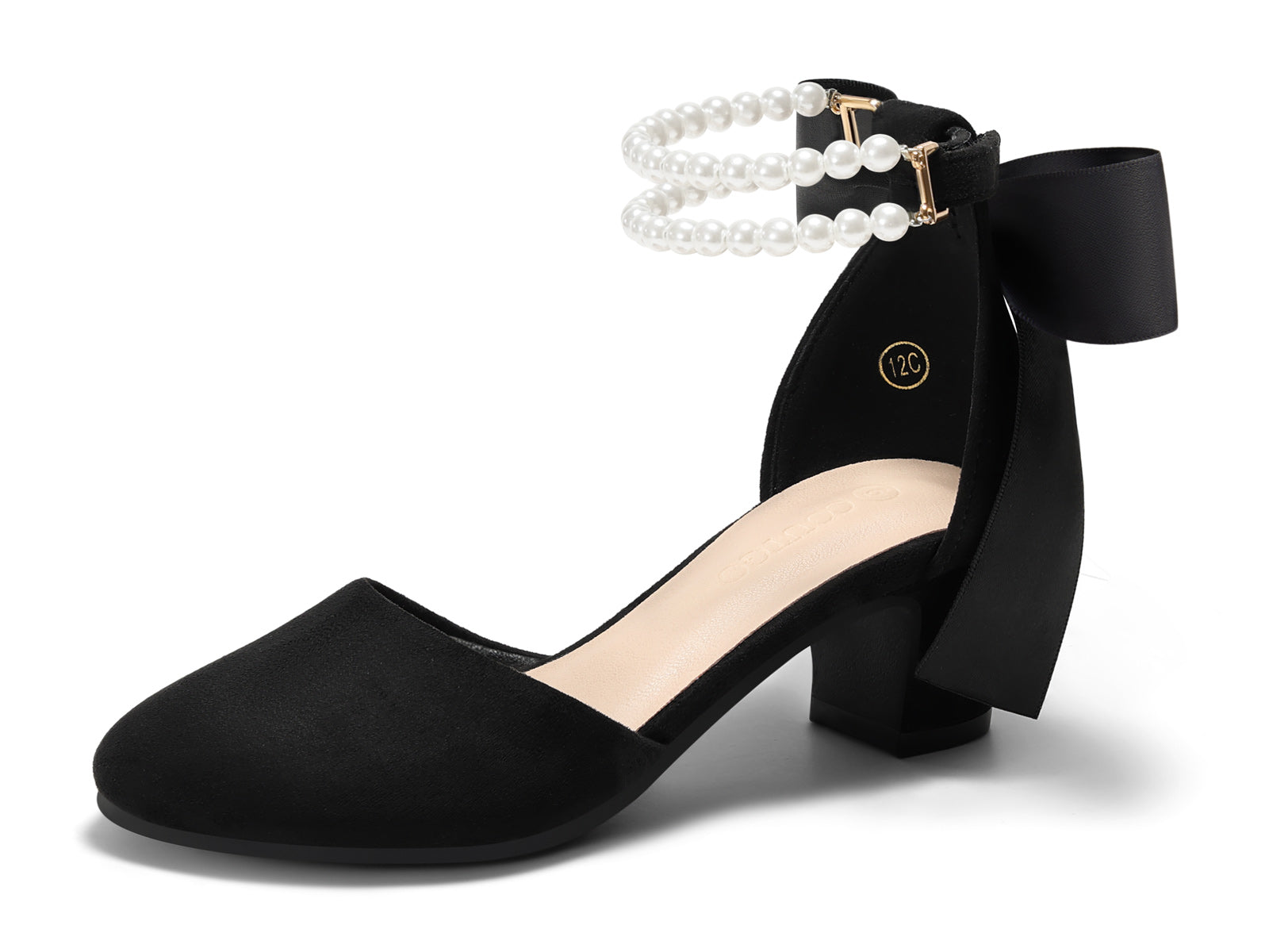 Coutgo Girls Black Suede Bow Pumps