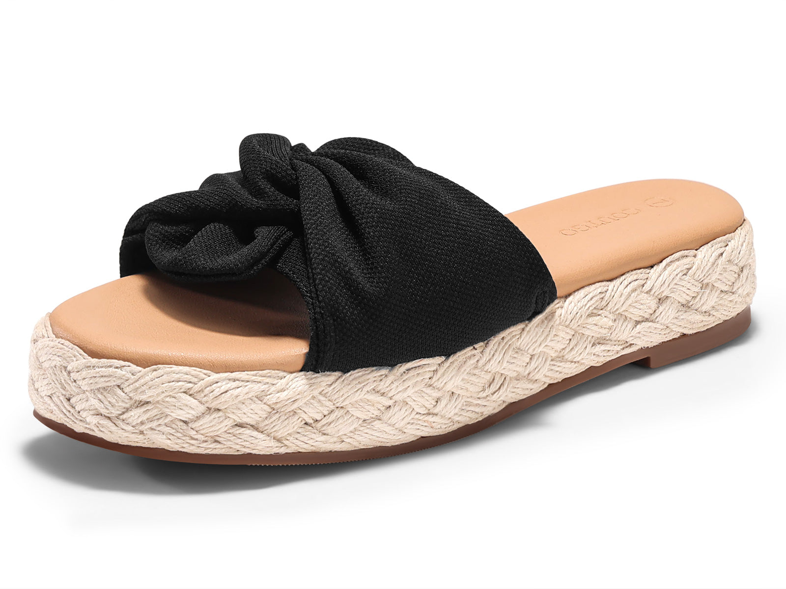 Coutgo Womens Black Platform Wedge Sandals