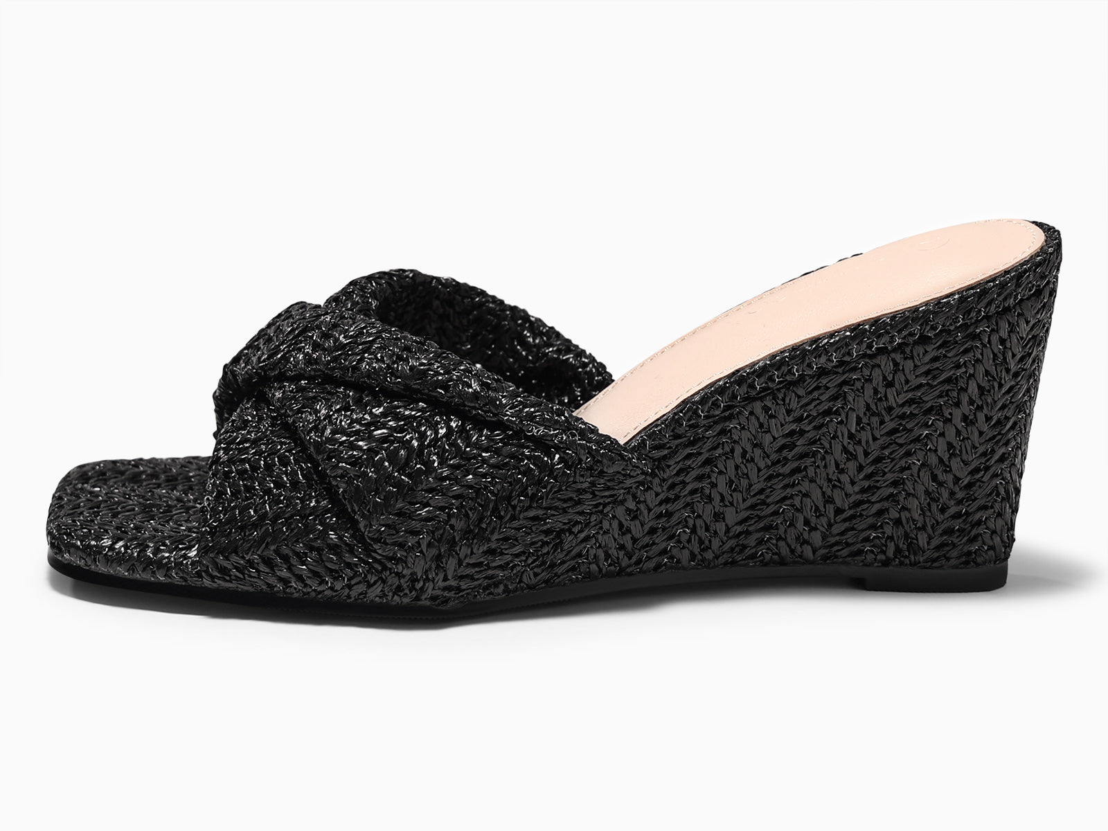 Coutgo Womens Black Wedge Sandals