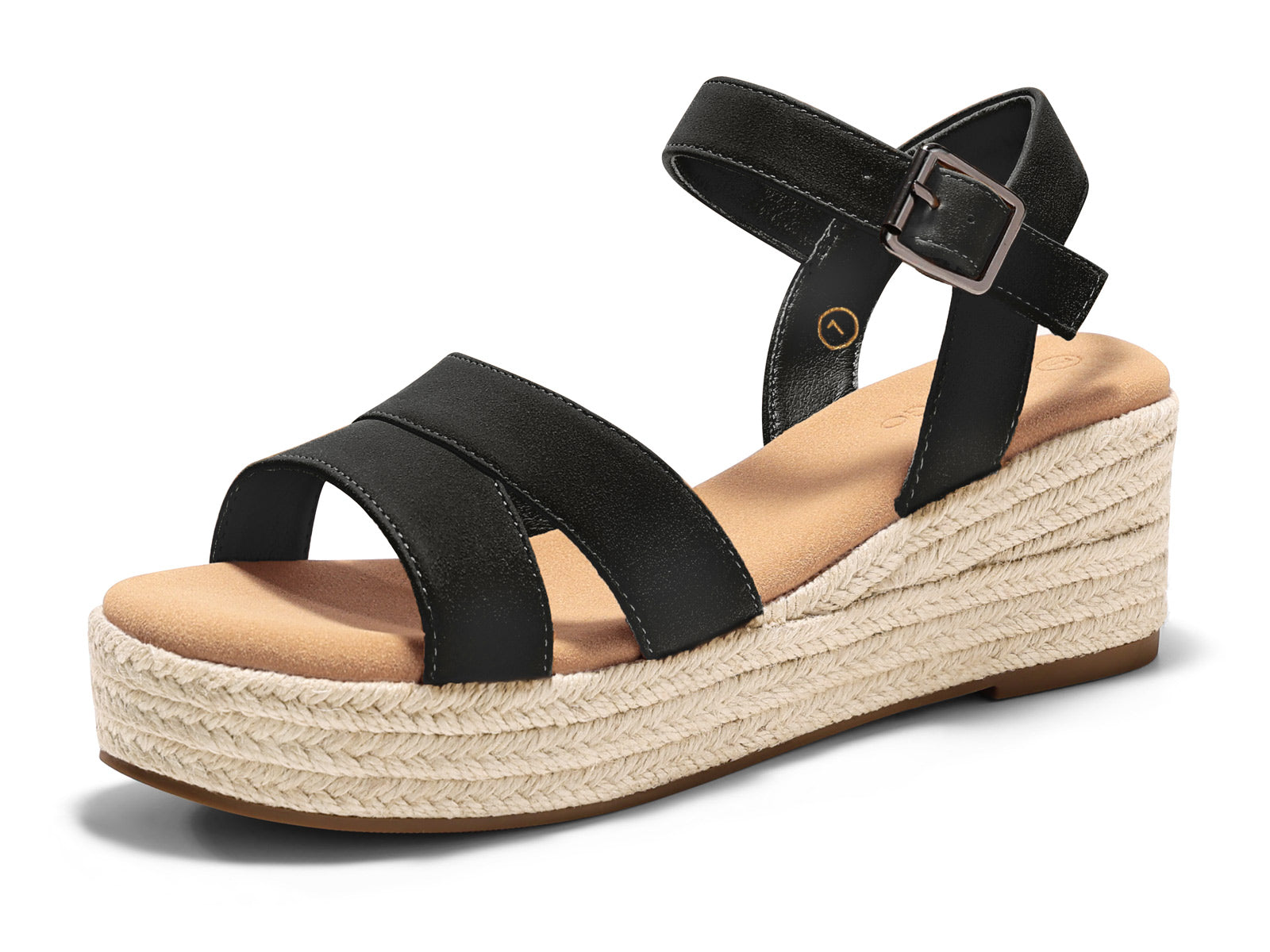 Coutgo Womens Black Wedge Platform Sandals