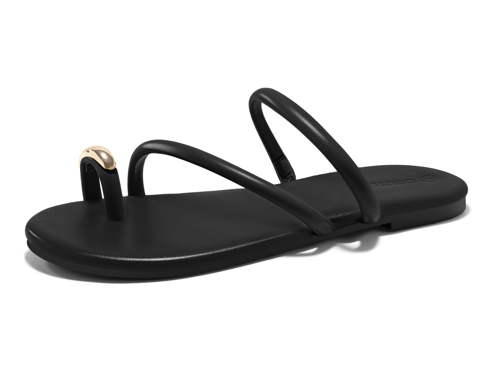 Coutgo Womens Black Strappy Flat Sandals