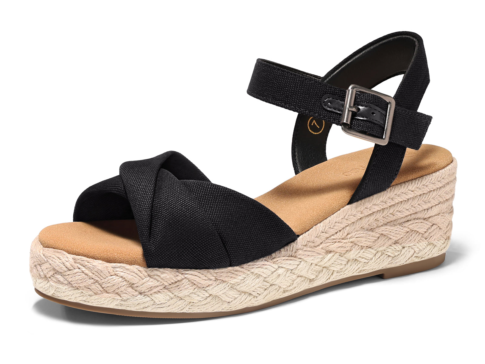 Coutgo Womens Black Platform Wedge Heels Sandals