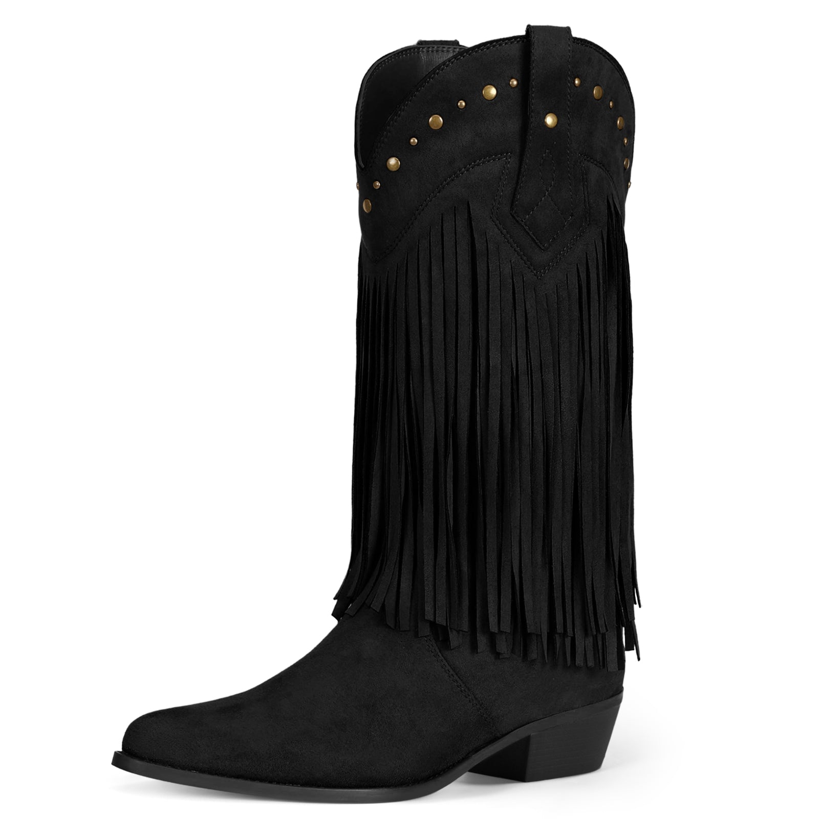 Coutgo Womens Black Western Cowboy Boots