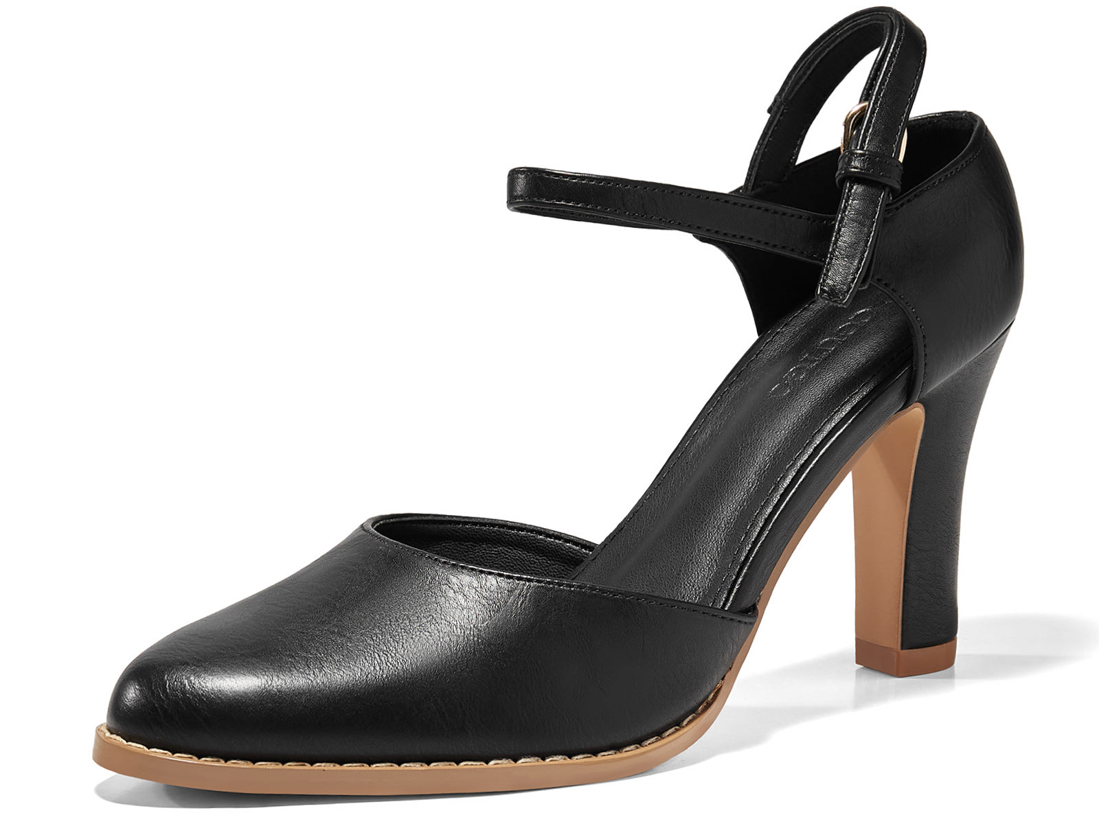 Coutgo Womens Black Chunky High Heels