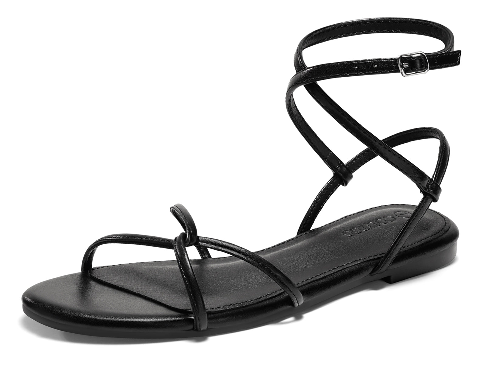 Coutgo Womens Black Flat Sandals