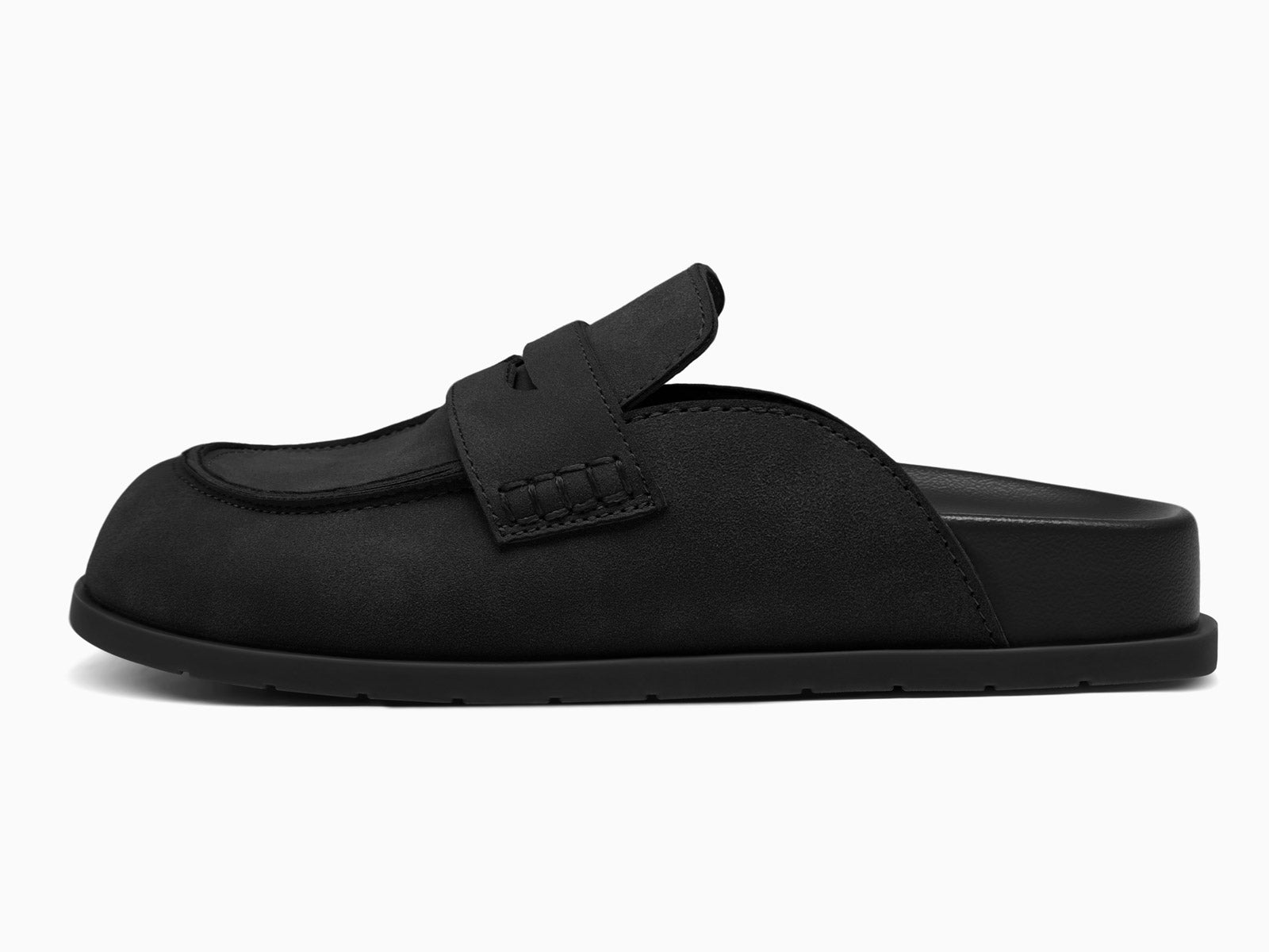 Coutgo Women Black Suede Platform Mules