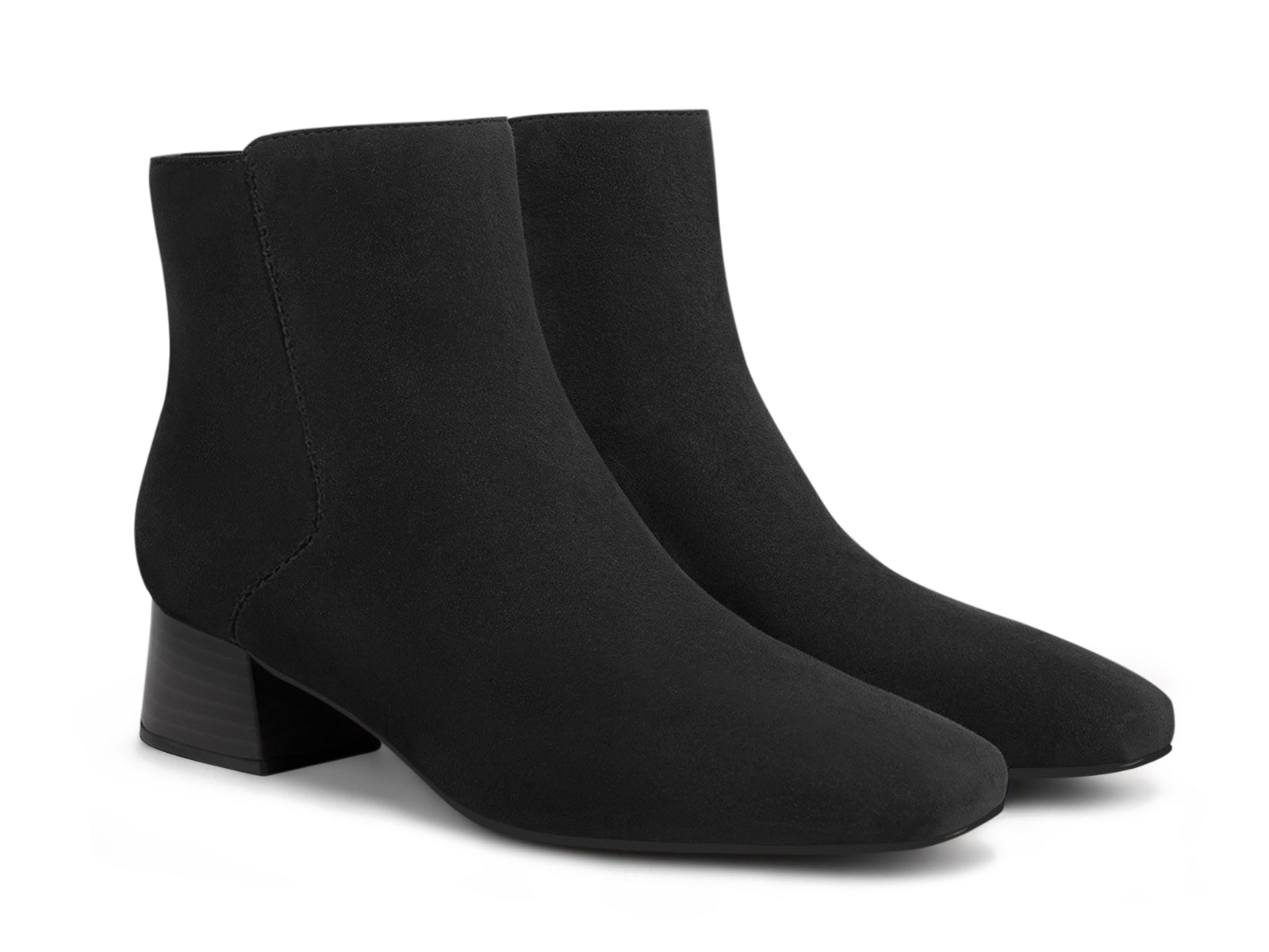 Coutgo Womens Black Square Toe Booties