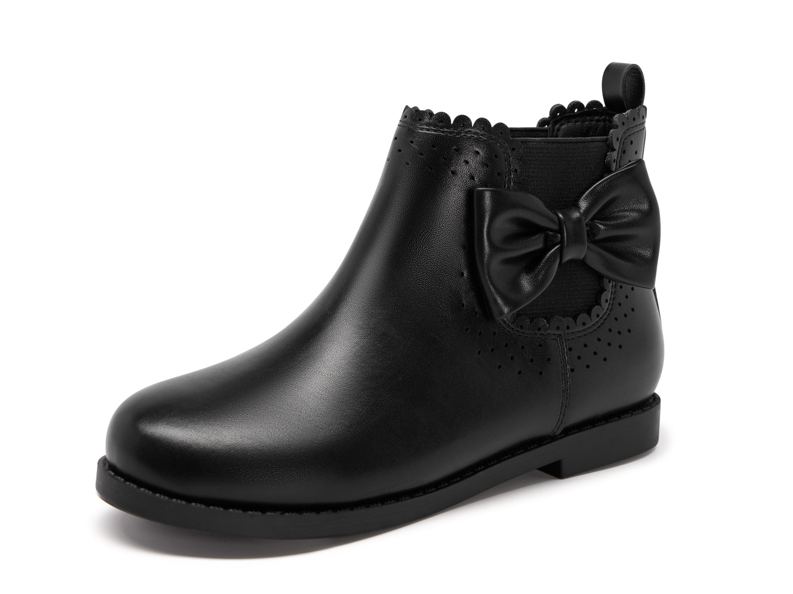 Coutgo Girl PU Black Bow Chelsea Ankle Boots