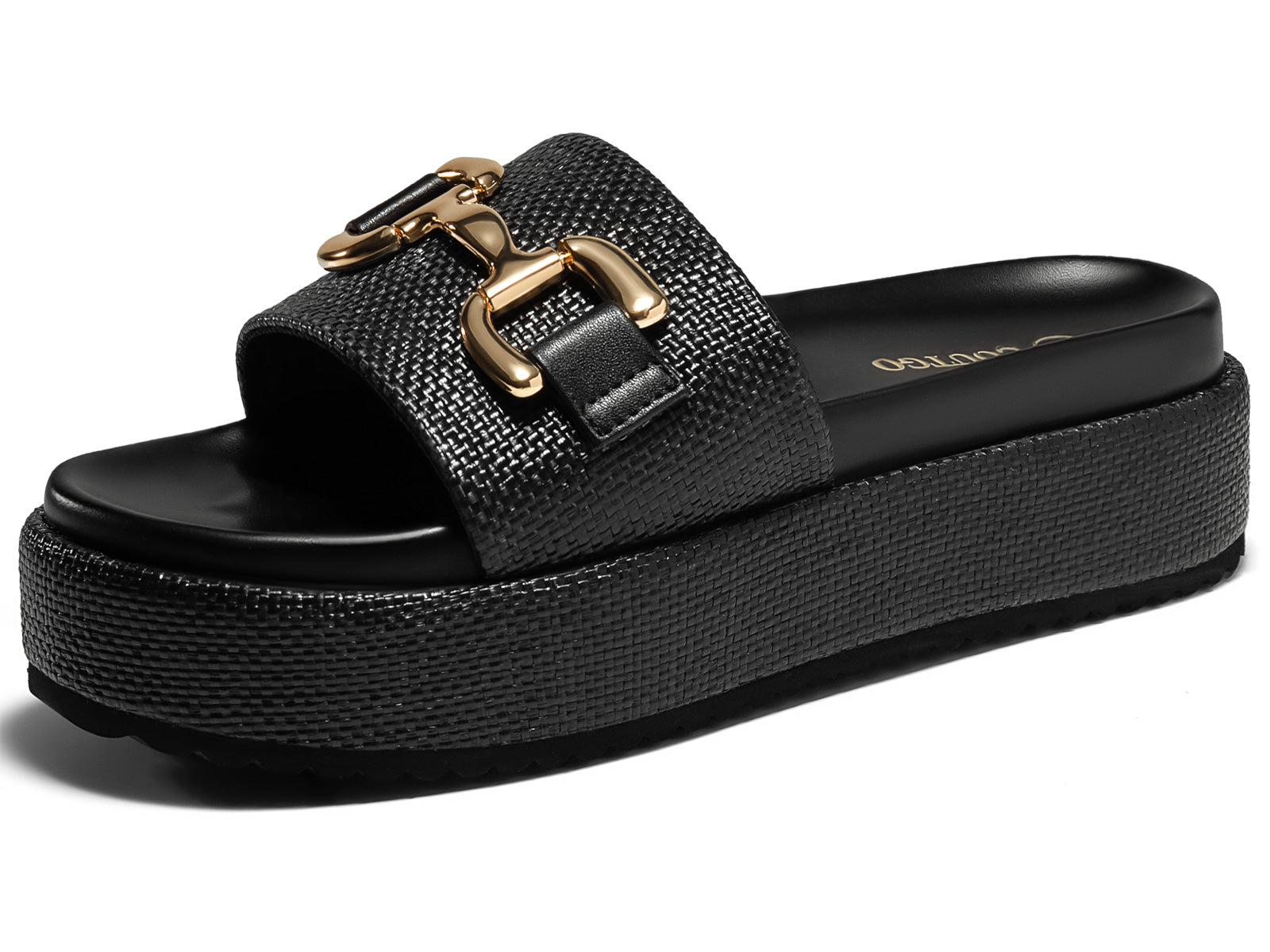 Coutgo Womens Black Platform Sandals