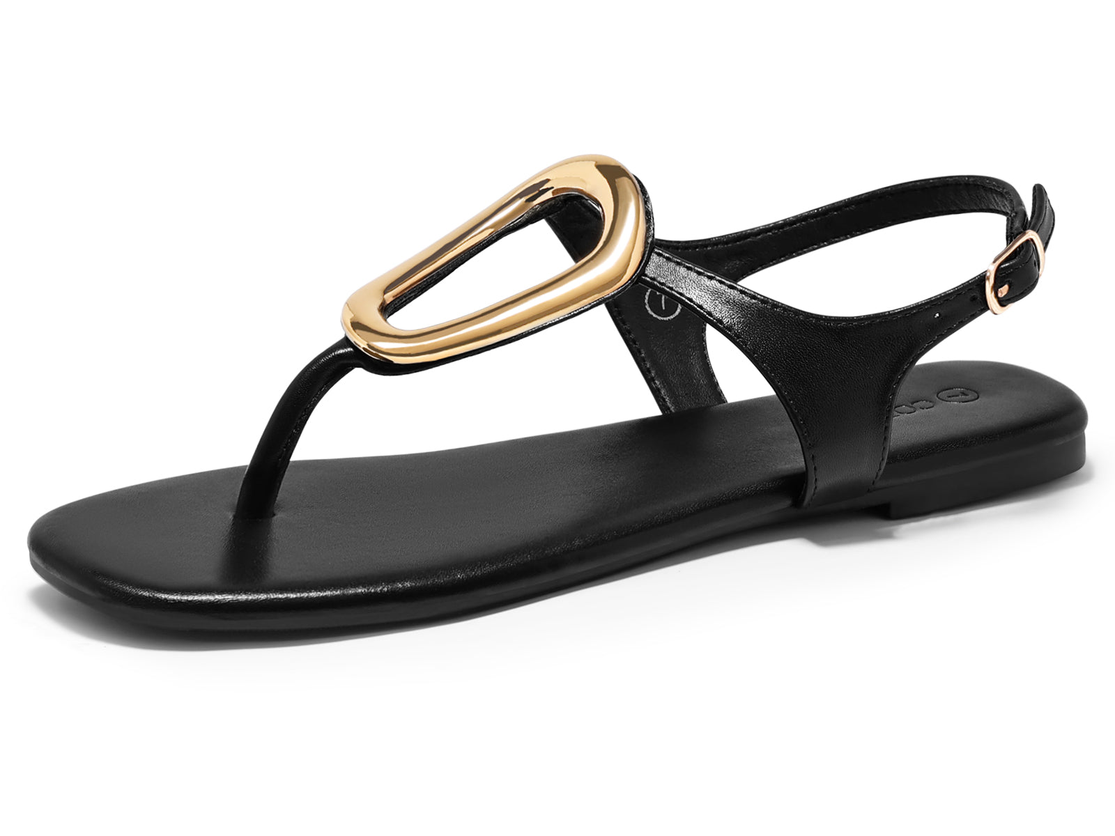 Coutgo Womens Black Flat Flip Flops Sandals