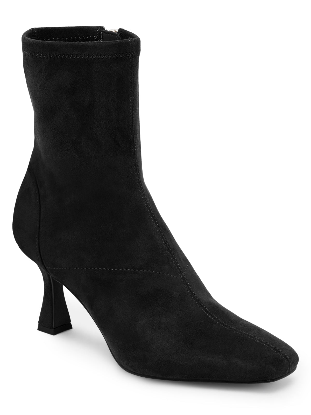 Coutgo Womens Suede Black Kitten Heel Booties