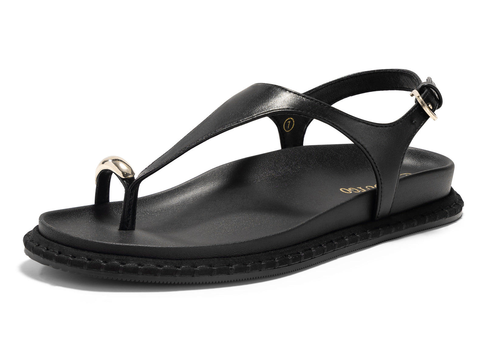 Coutgo Womens Black Flat Sandals