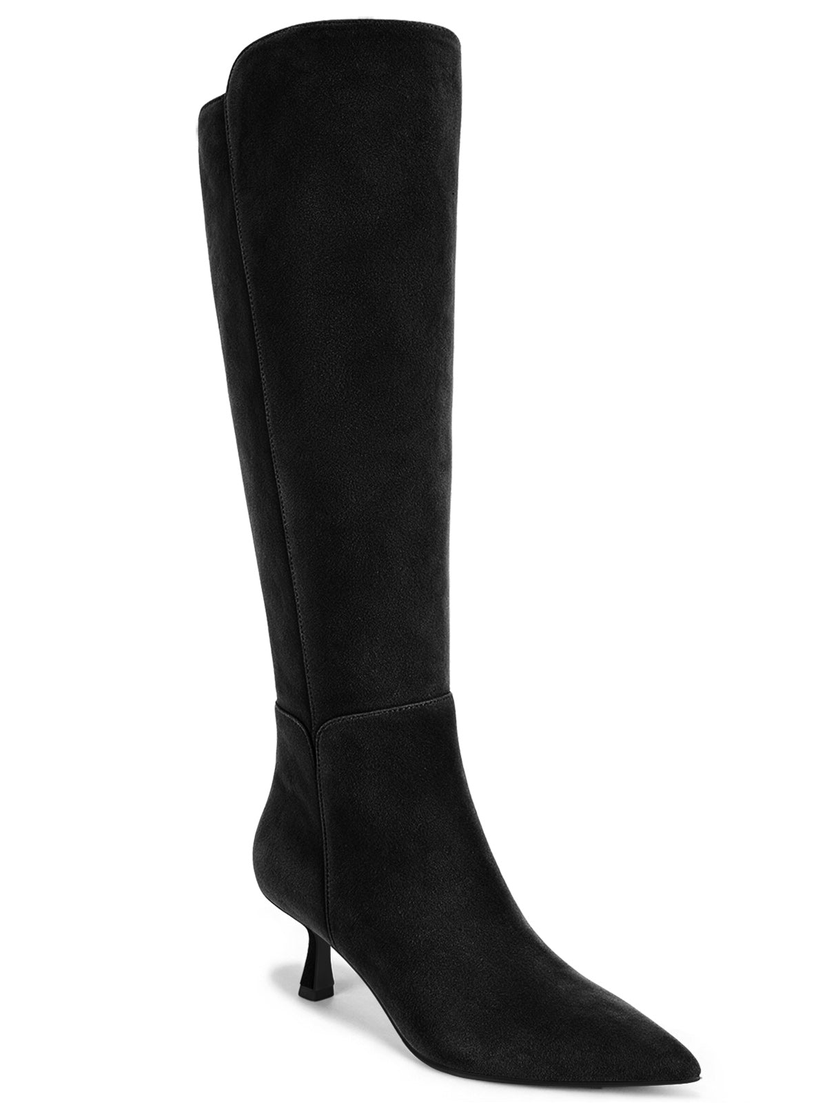 Coutgo Womens Suede Black Kitten Heel Boots