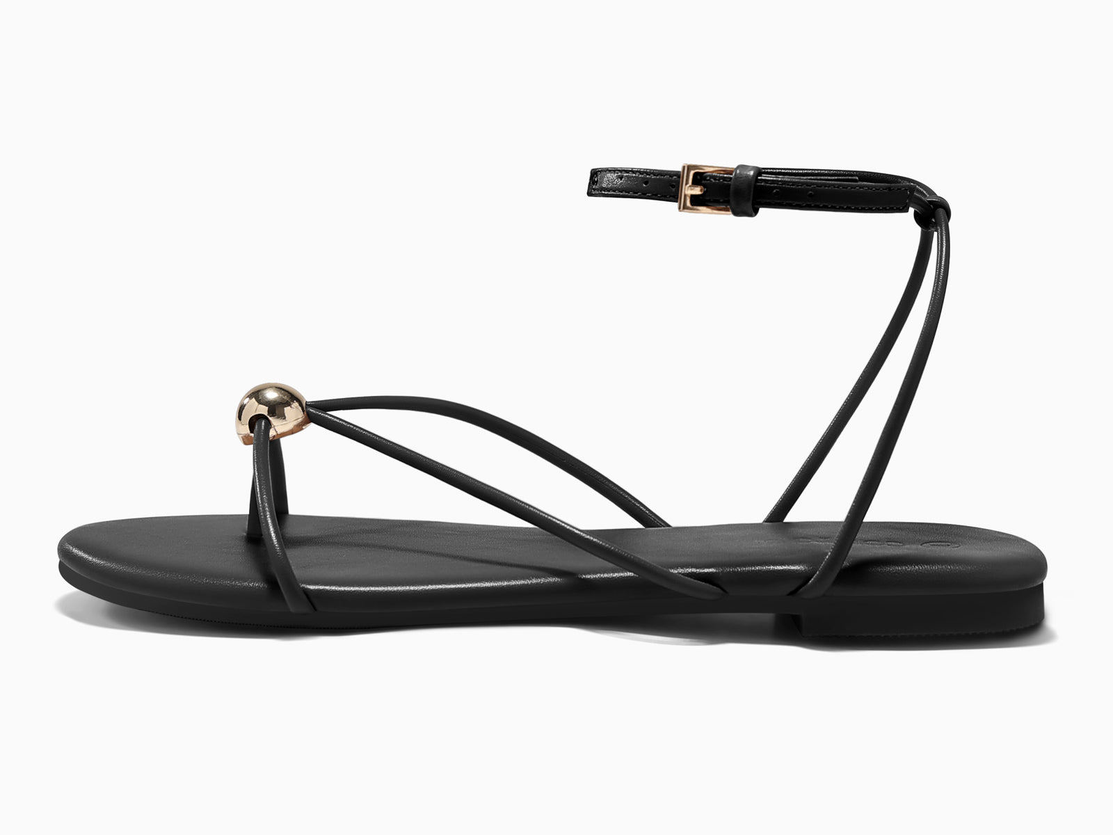 Coutgo Womens Black Strappy Flat Sandals