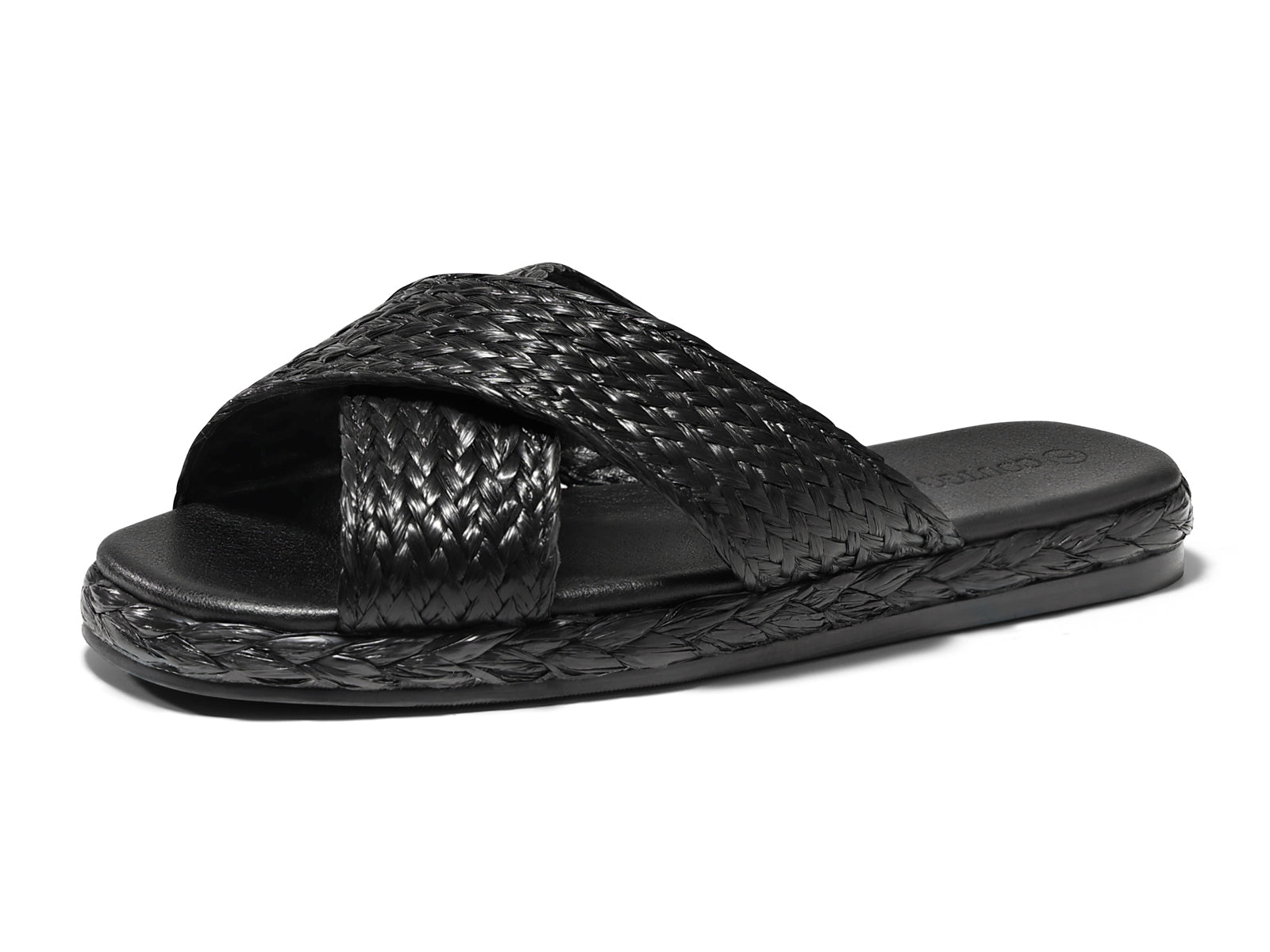Coutgo Womens Black Flat Sandals
