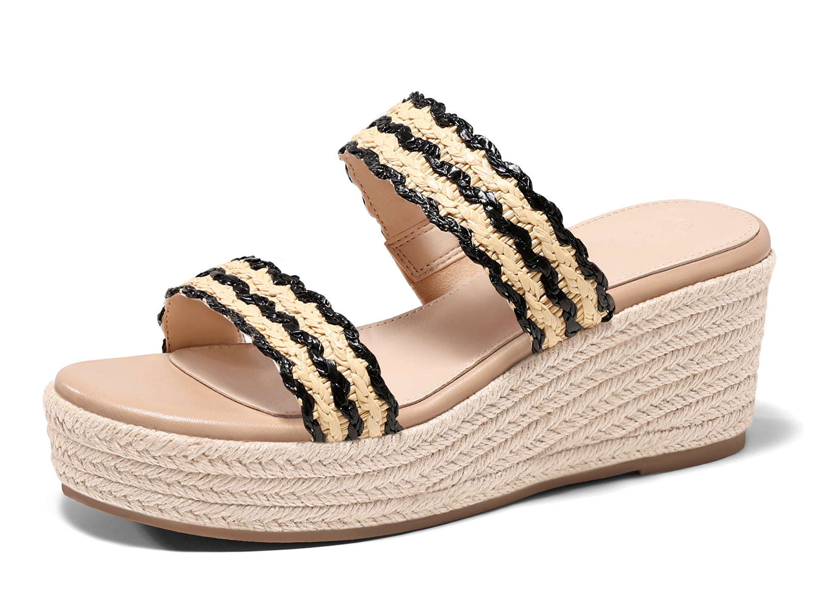 Coutgo Womens Black Platform Wedge Sandals