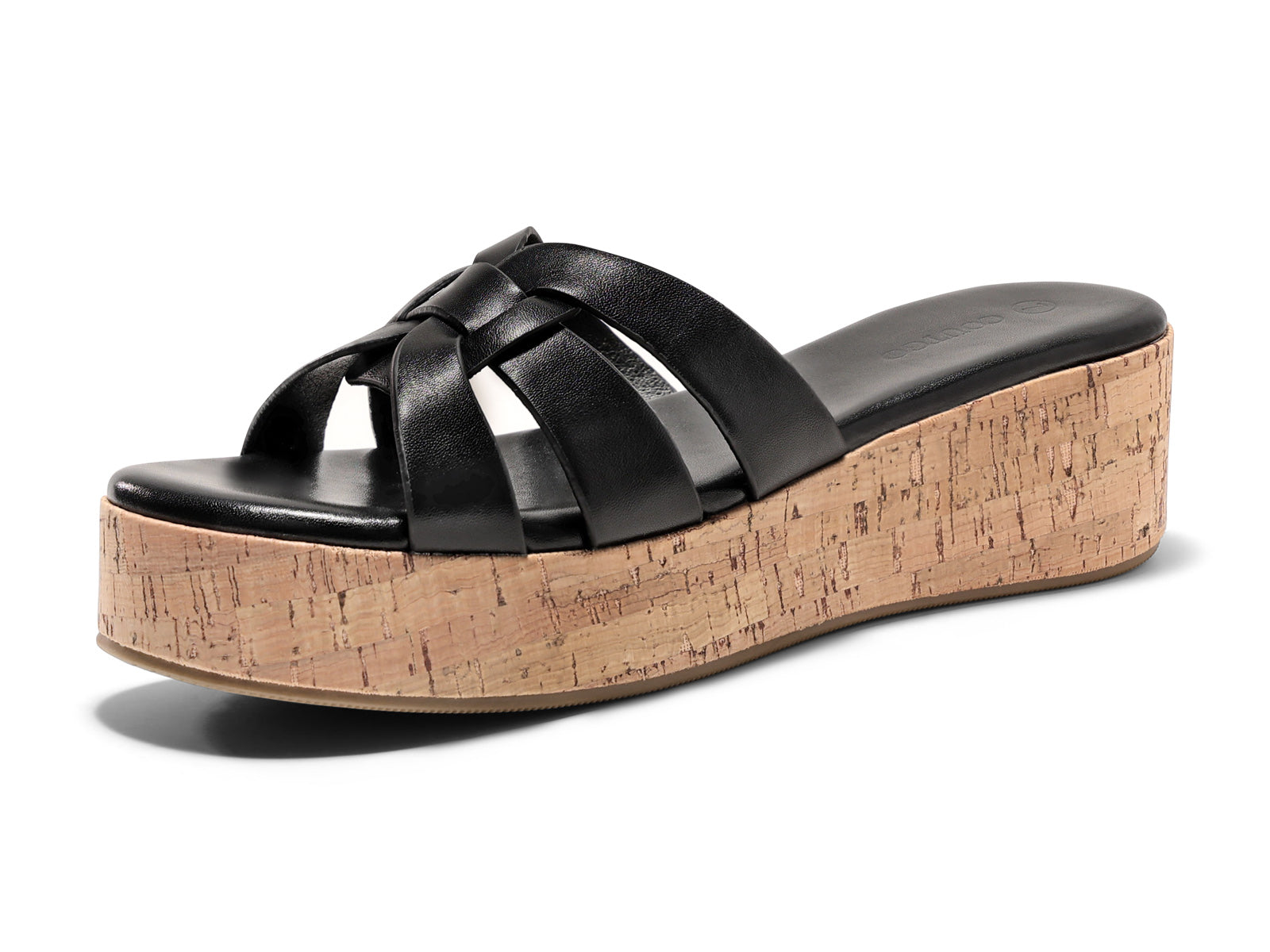 Coutgo Women's Black Platform Wedge Sandals