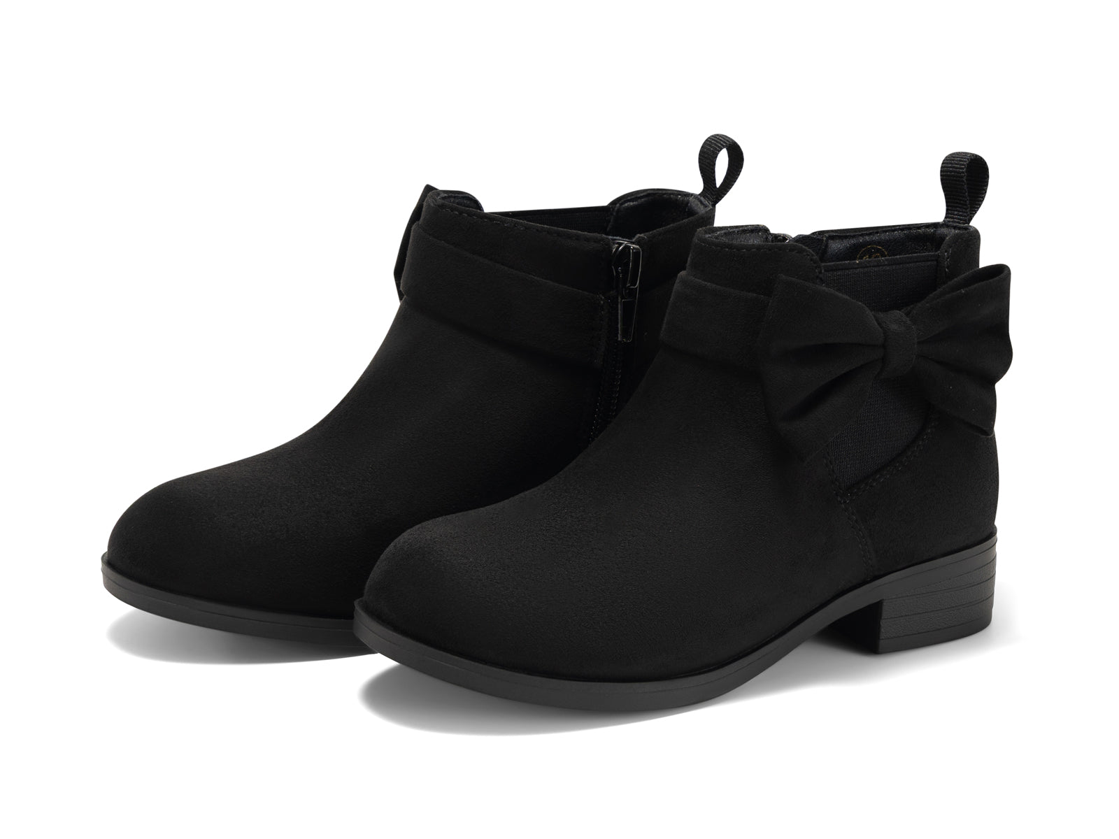 Coutgo Girls Black Bow Suede Ankle Boots