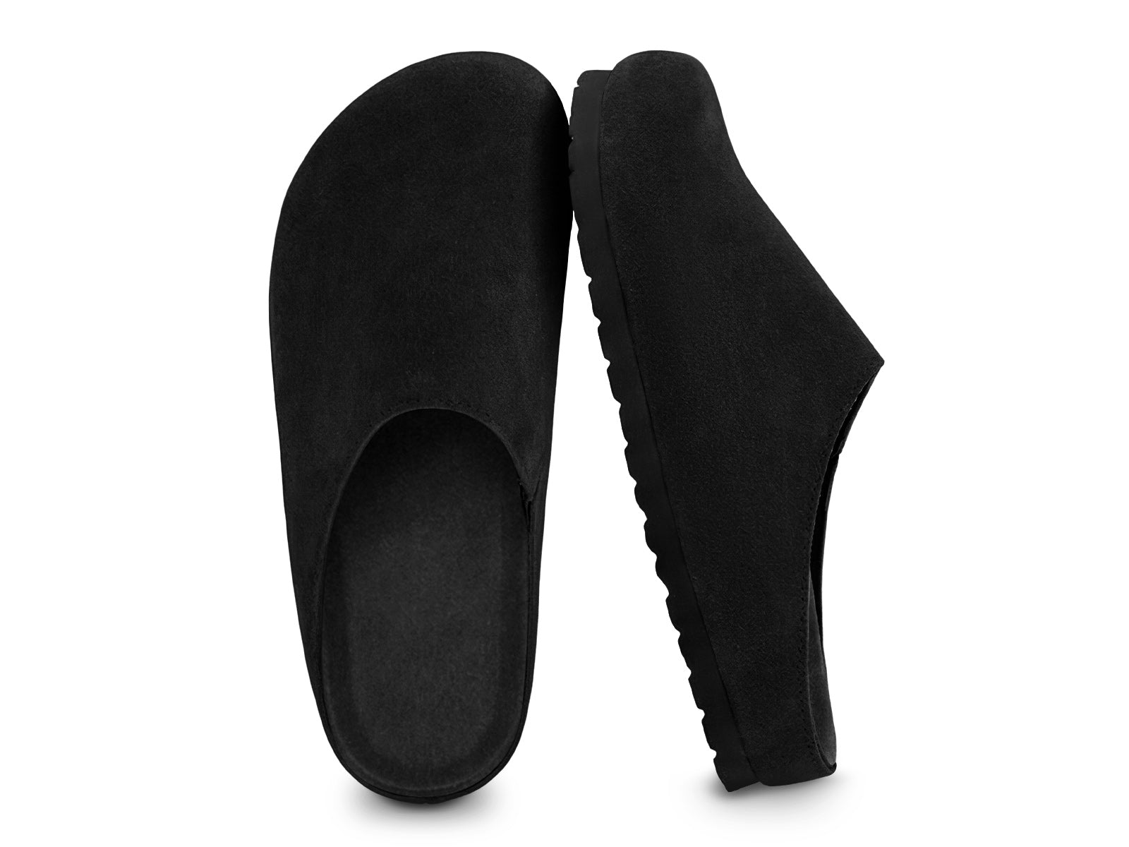 Coutgo Women Suede Black Slip-On Clogs