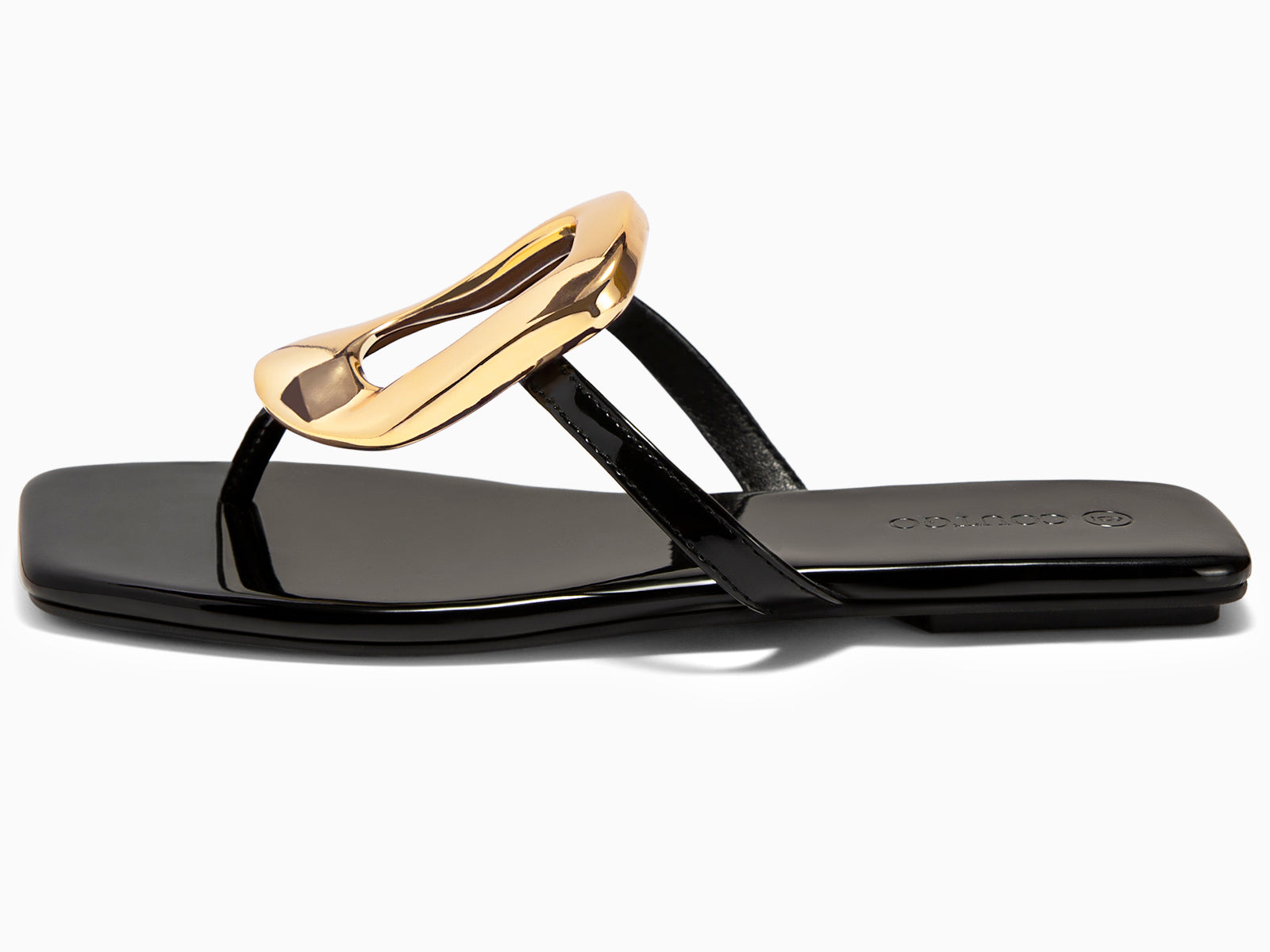 Coutgo Womens Black Flat Sandals Flip Flops