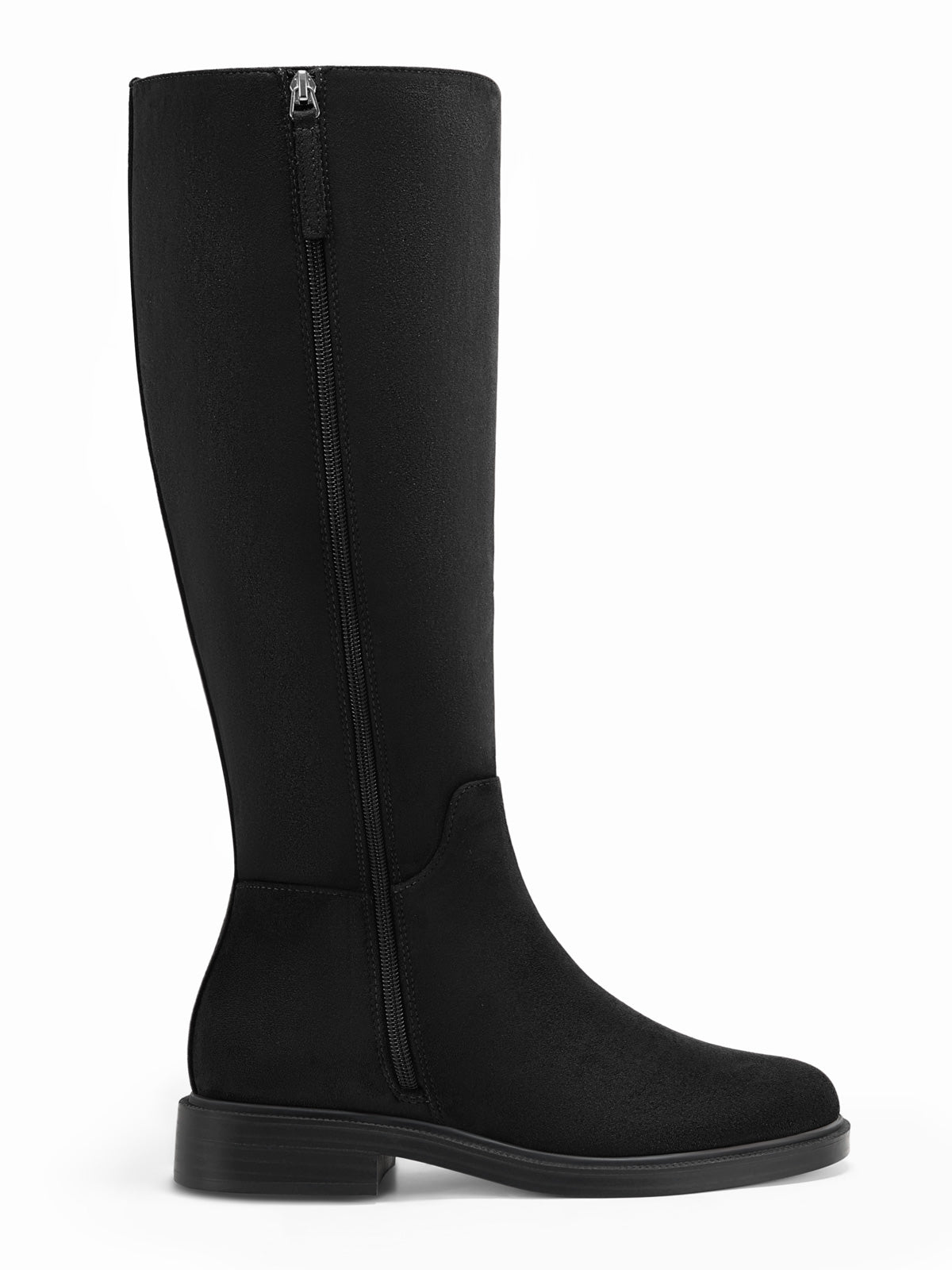 Coutgo Womens Suede Black Knee Boots