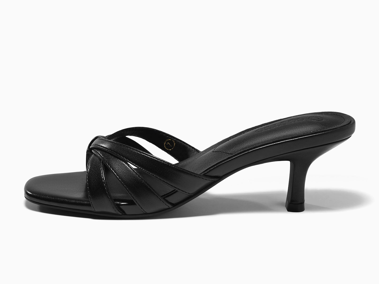 Coutgo Womens Black Strappy Kitten Heels Sandals