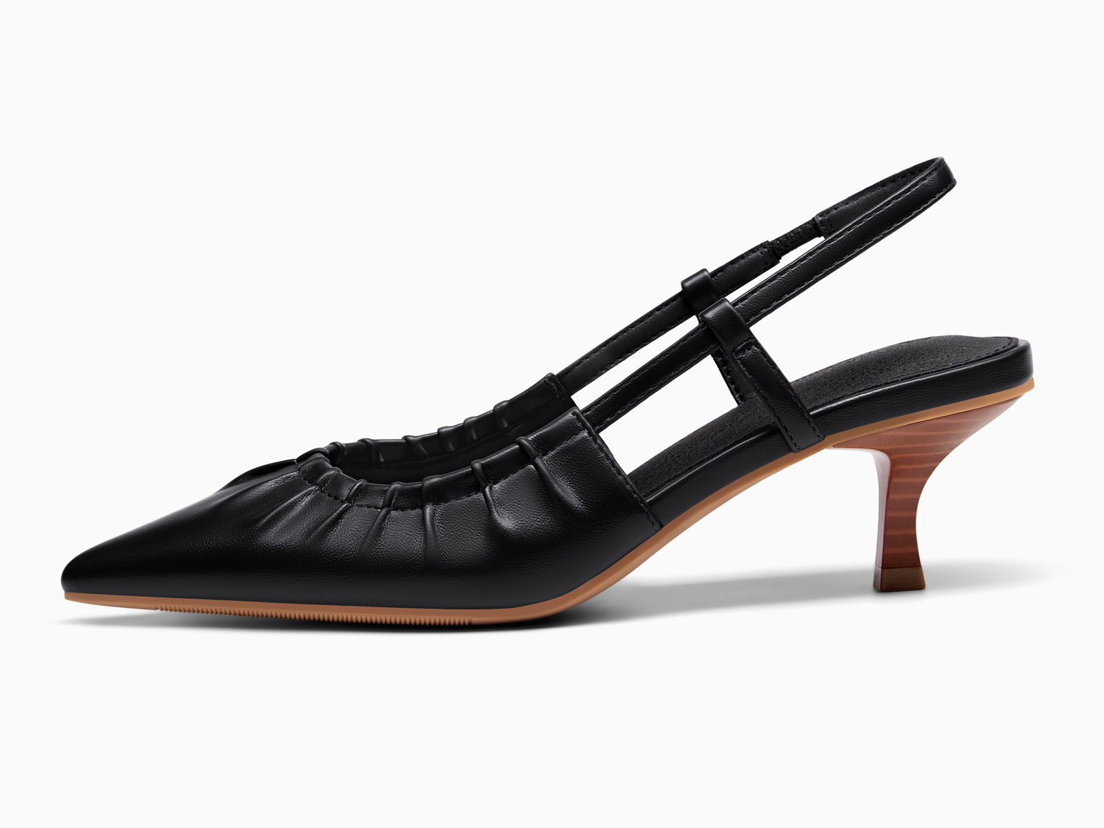 Coutgo Womens Black Slingback Kitten Low Heels