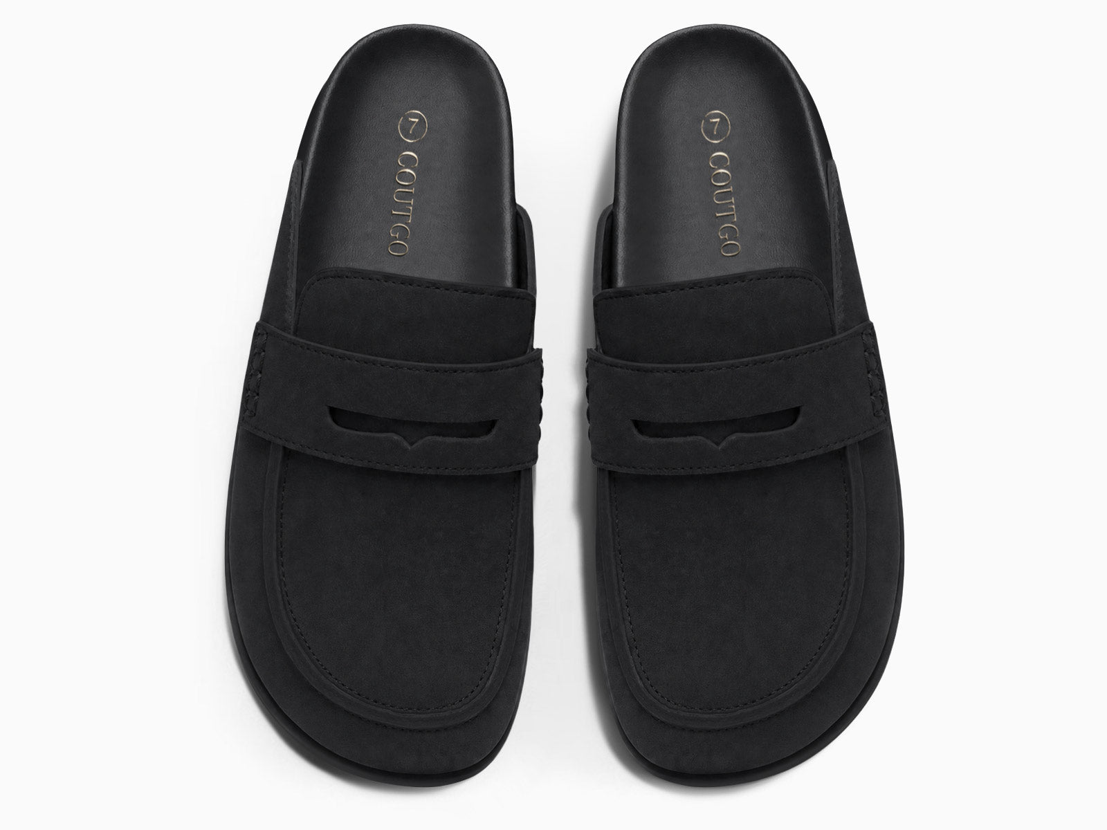Coutgo Women Black Suede Platform Mules