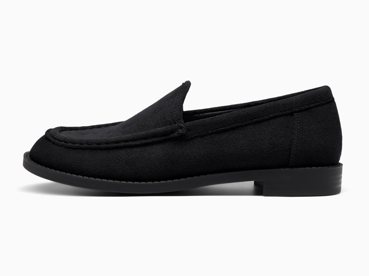 Coutgo Women Suede Black Slip On Loafers