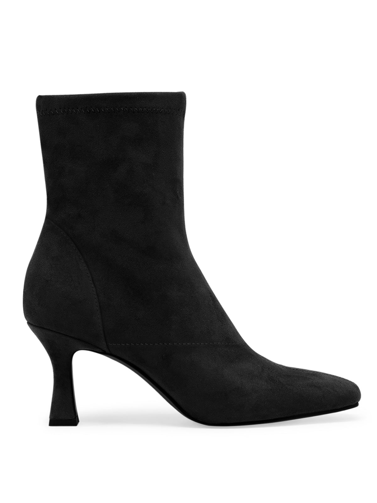 Coutgo Womens Suede Black Kitten Heel Booties