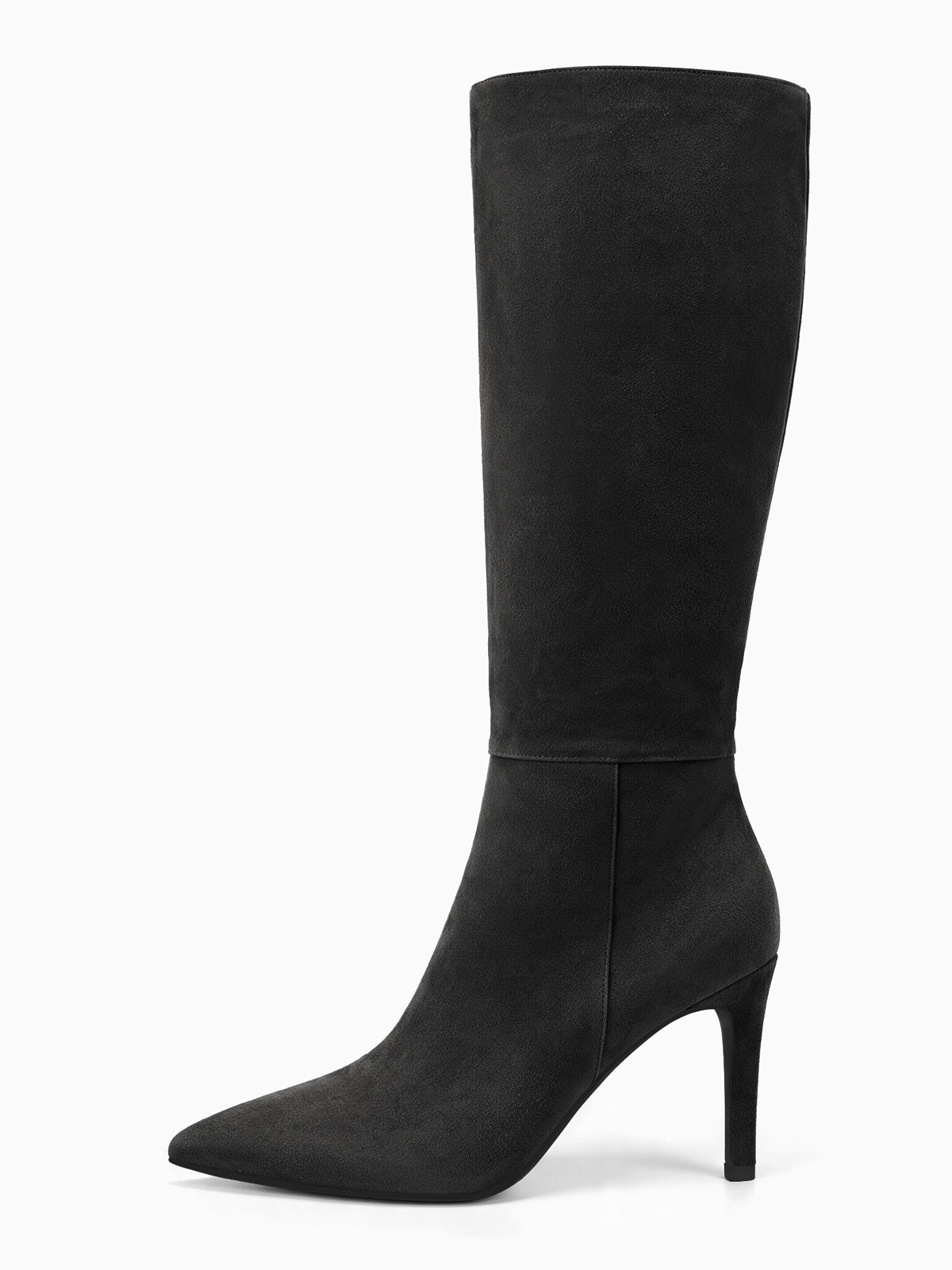 Coutgo Womens Black Suede Stiletto Knee Boots
