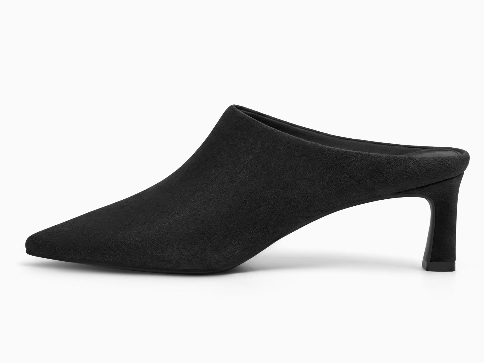 Coutgo Womens Suede Black Kitten Heels Mules
