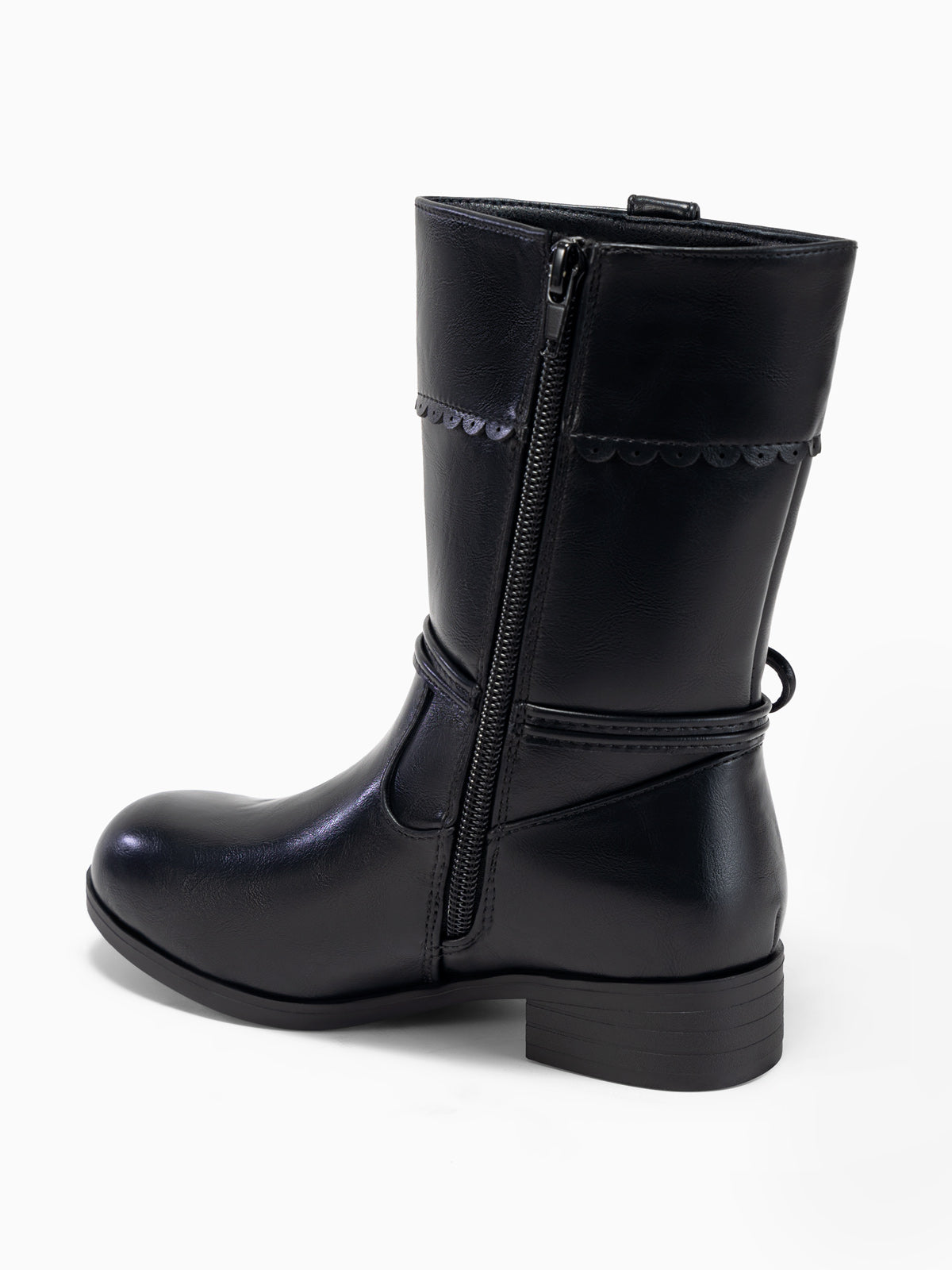 Coutgo Girl Black Bow Mid Calf Boots
