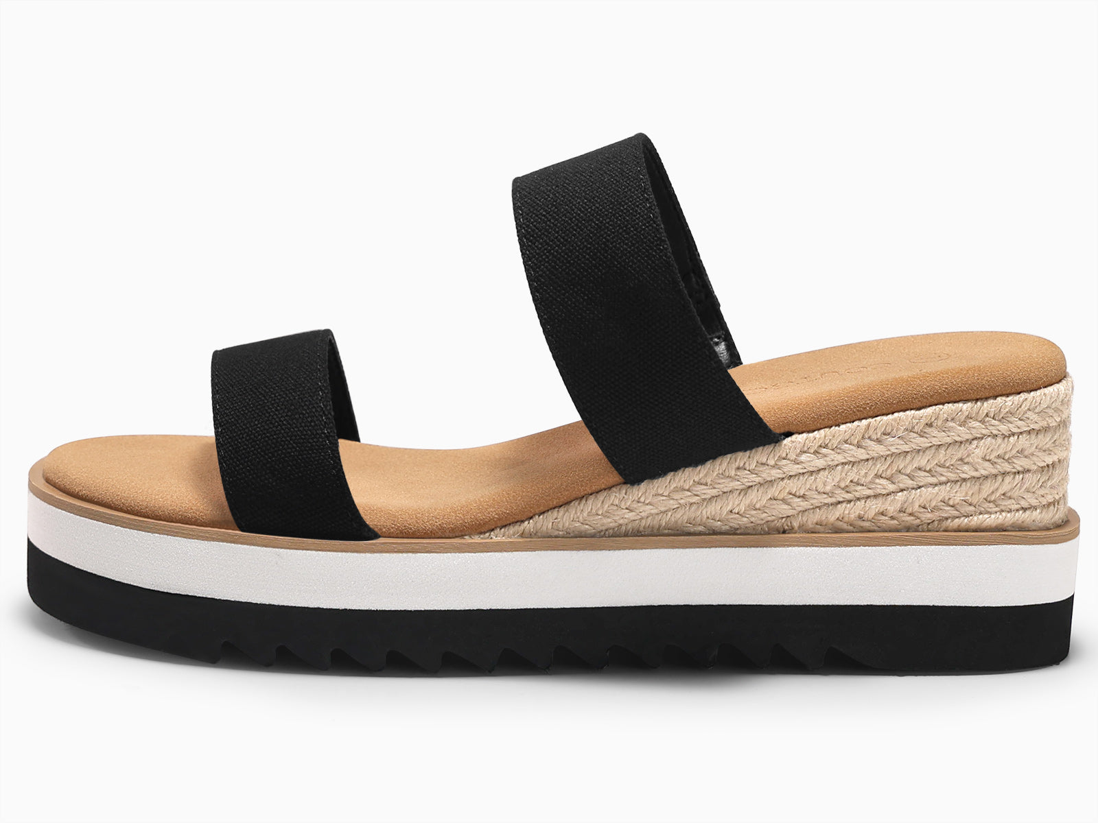 Coutgo Womens Black Canvas Platform Sandals