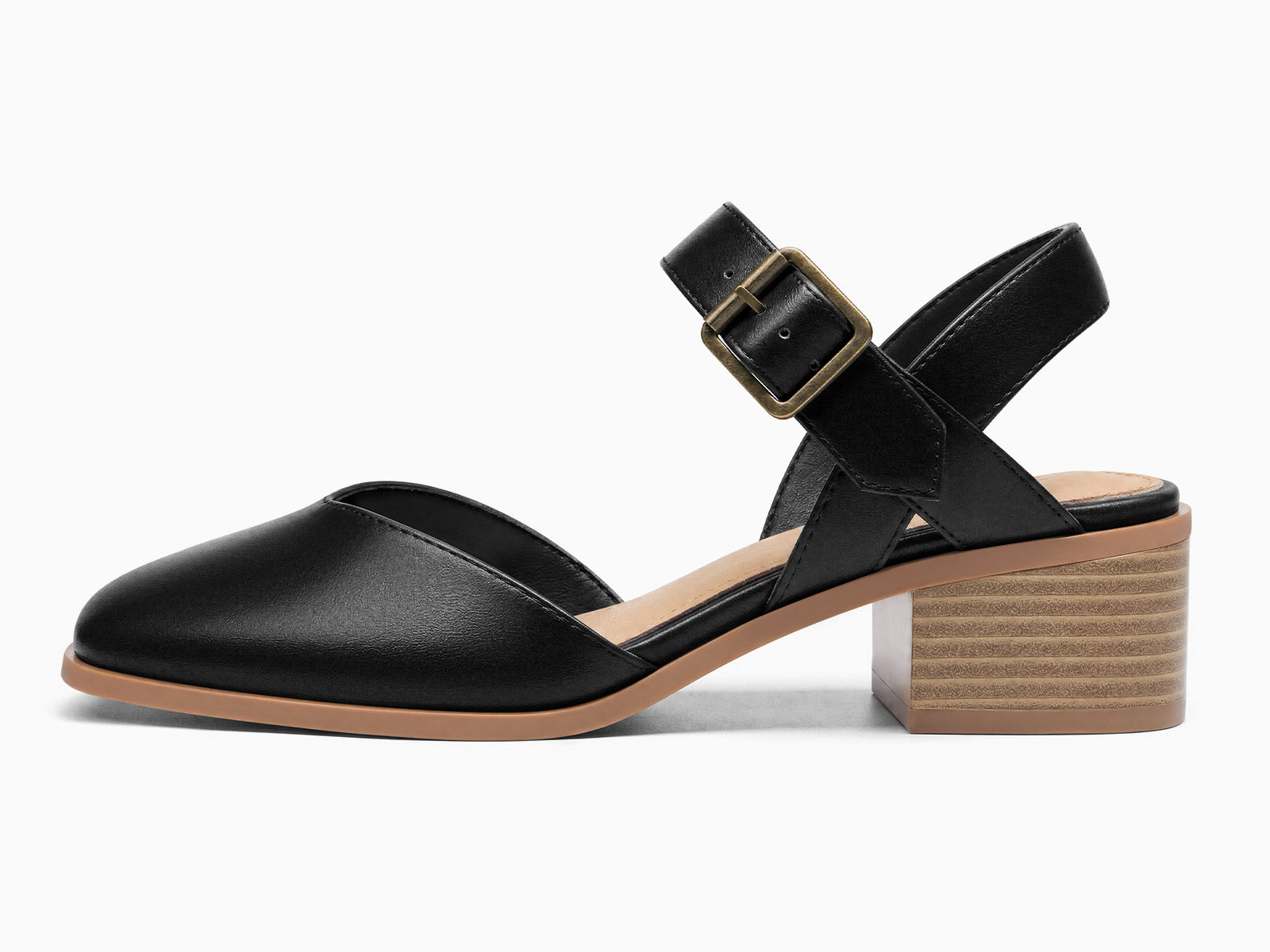 Coutgo Womens Black Closed Toe Vintage Pumps