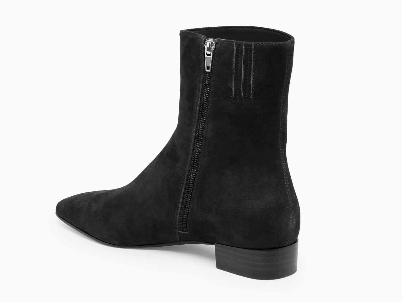 Coutgo Suede Black Chunky Heel Ankle Boots