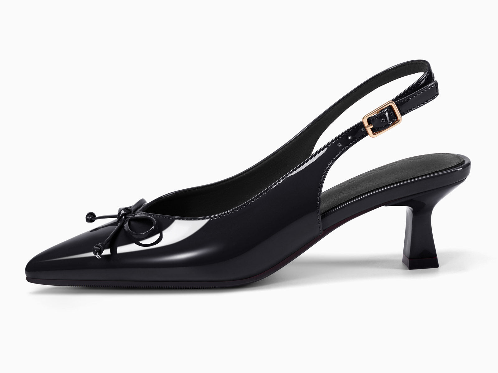 Coutgo Women Black Bow Slingback Pumps