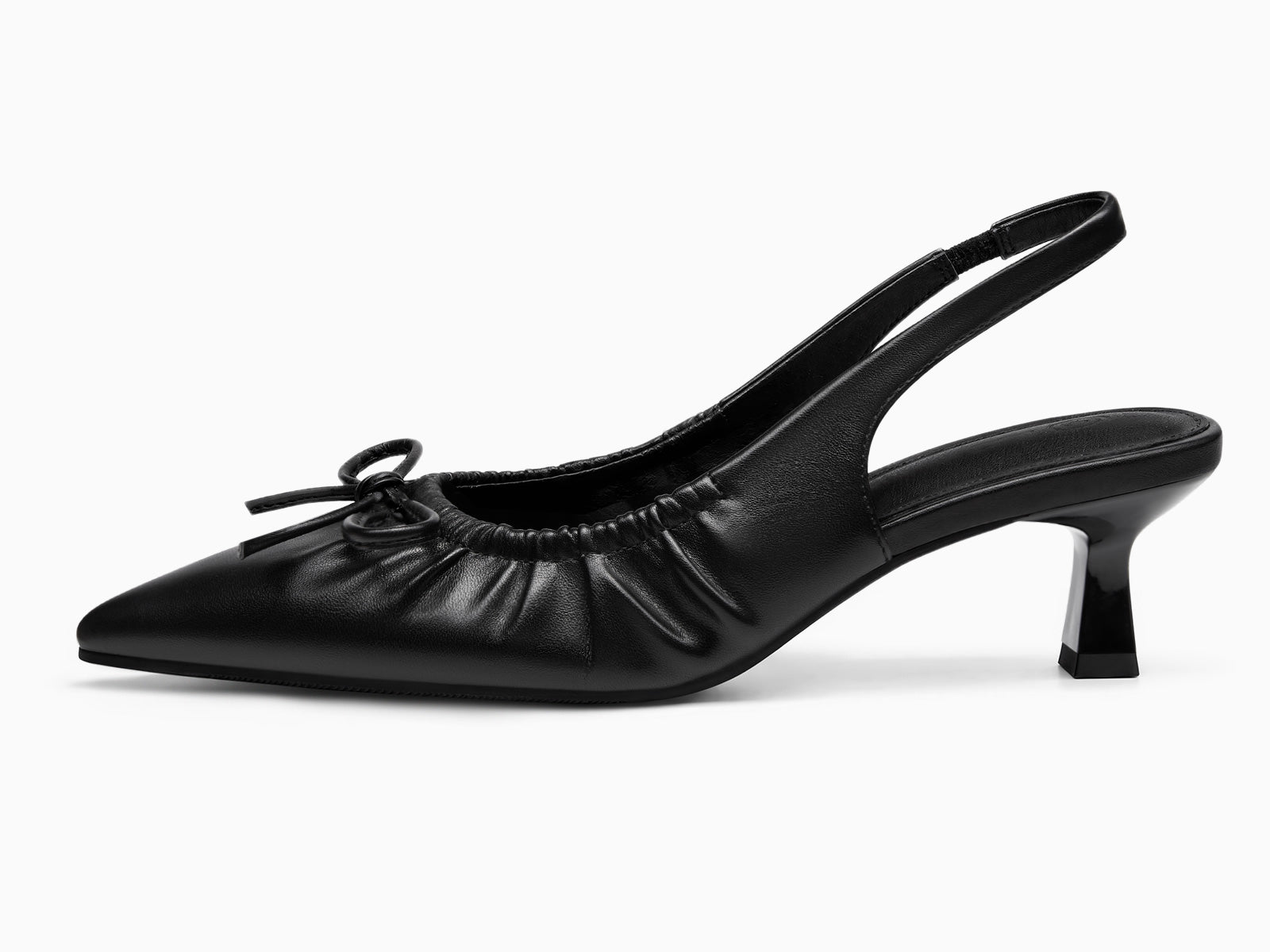 Coutgo Womens Black Slingback Kitten Heels